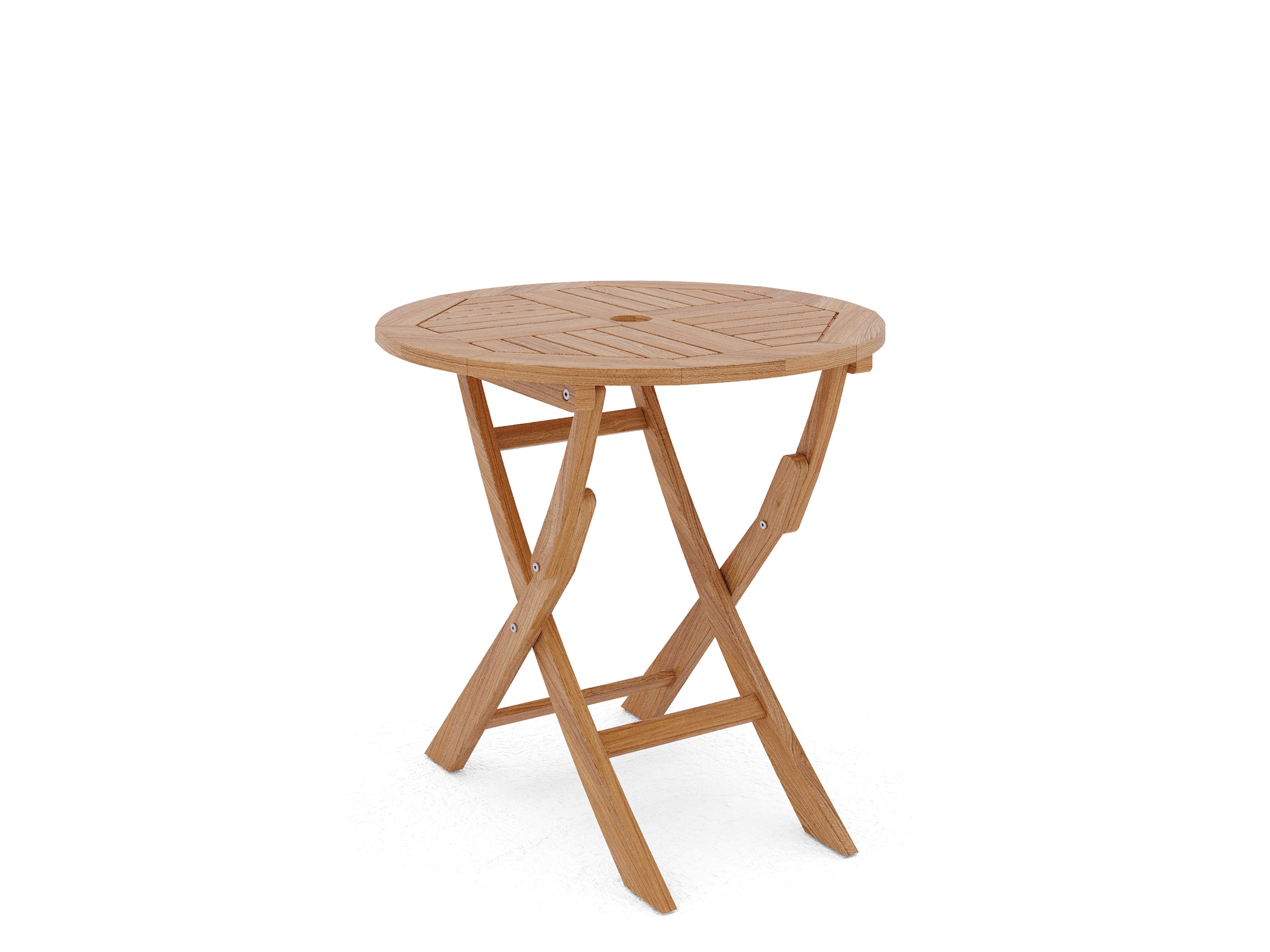 Florence 3-Piece Round Teak Outdoor Bistro Set with Folding Table & Chairs - Patio, Garden, Balcony Dining Furniture for Small Spaces