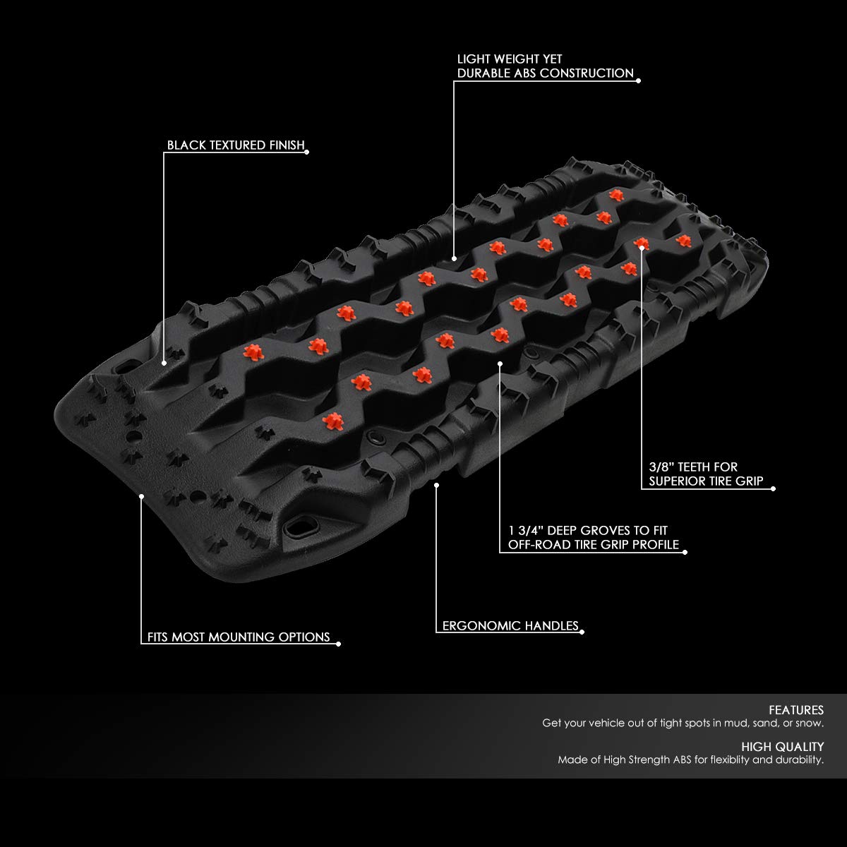 Auto Dynasty Off-Road Recovery Tracks - Heavy Duty Sand Snow Mud Traction Boards for 4x4 Trucks & SUVs | Anti-Skid Tire Ladder for Vehicle Rescue in Extreme Terrain