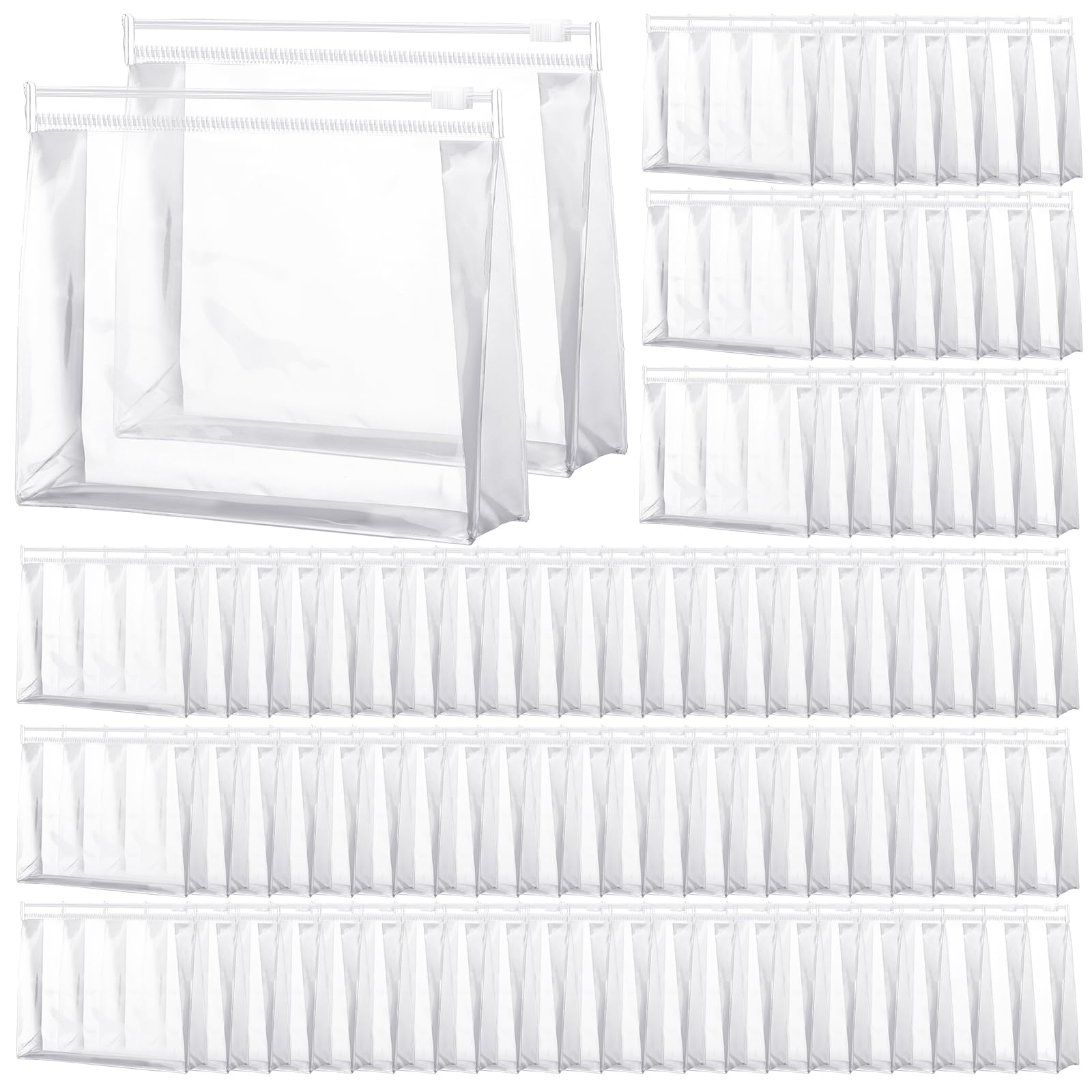 Xuniea 100 Pcs Mini Clear Makeup Bags PVC Small Travel Toiletry Organizer Pouches Bulk Waterproof Transparent Plastic Cosmetic Bags with Zipper for Women & Men - Perfect for Travel, Gym, Beach & Daily Essentials Storage (9.8 Inch)