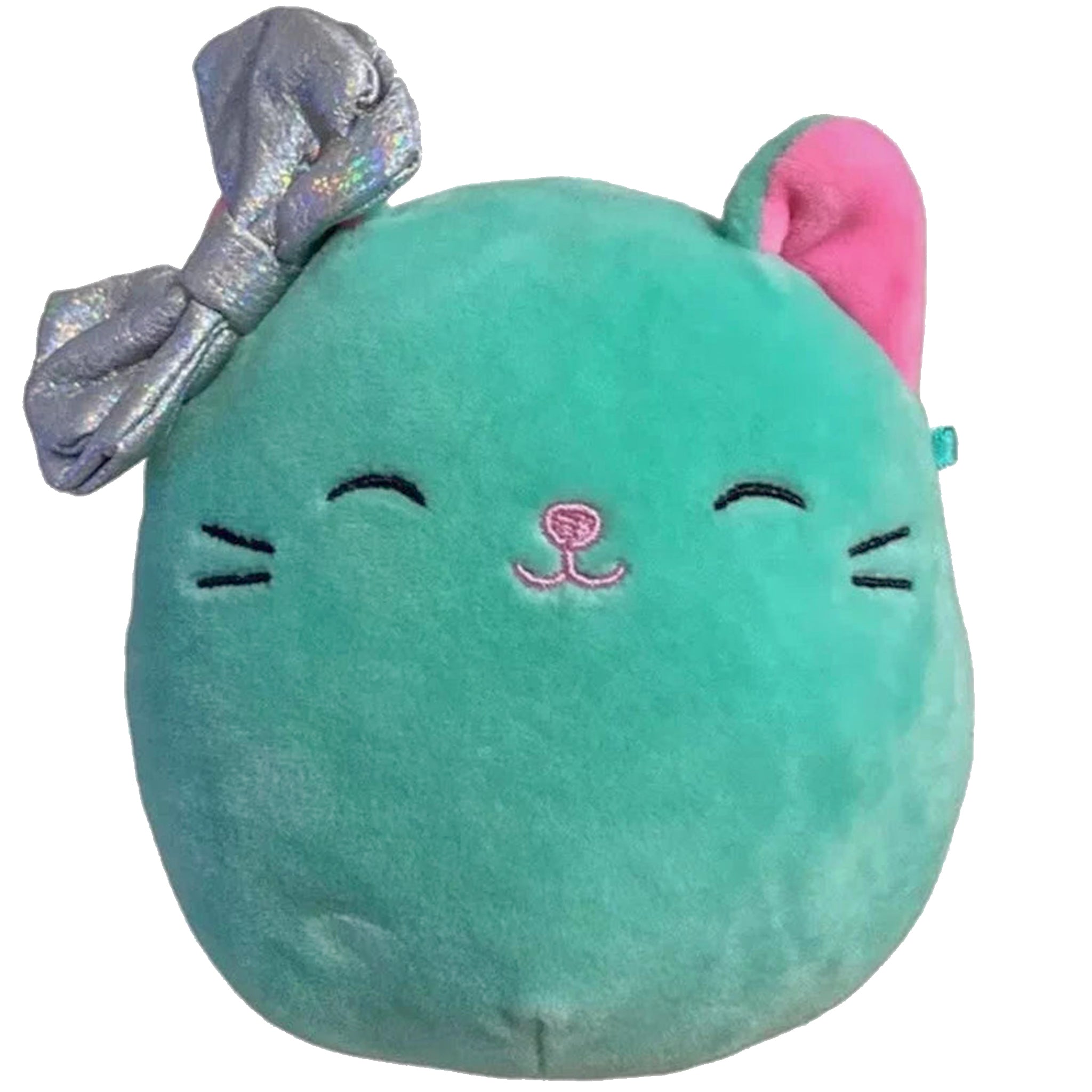 5 Squishmallow Charisma the Mint Cat Plush with Silver Bow & Tags - Ultra Soft Stuffed Animal for Kids, Collectors & Home Decor