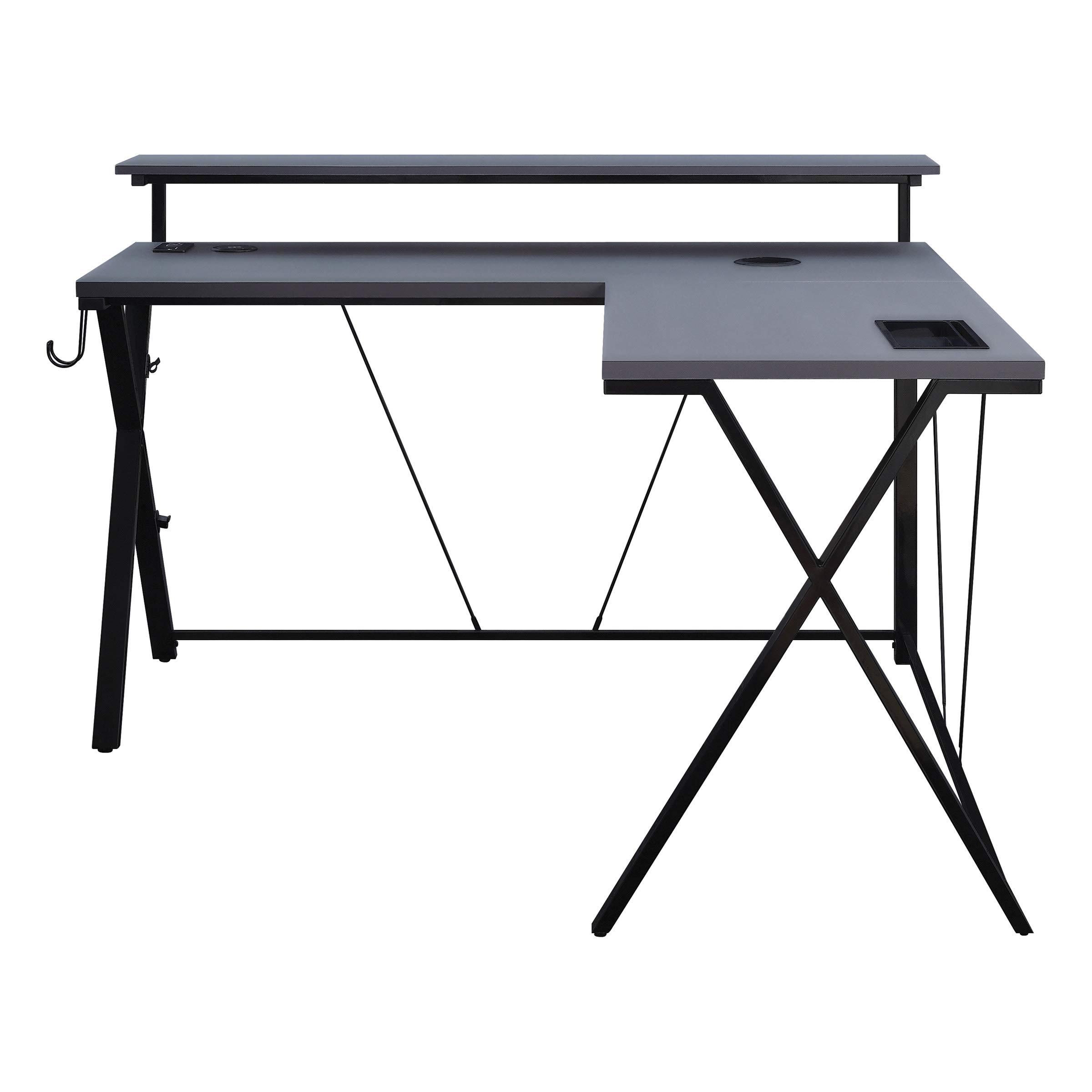 OSP Home Furnishings L-Shaped Gaming Desk with RGB LED Lights - Ergonomic Computer Desk for Gamers & Streamers, Black | Perfect for Gaming Setups, Home Office & Esports Battlestations