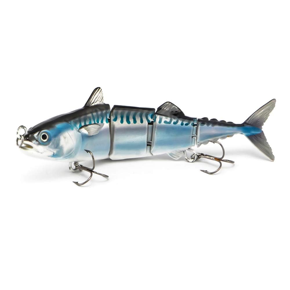ODS Tuna Fishing Lure - 4 Segment Jointed Swimbait with Treble Hooks for Freshwater & Saltwater - Slow Sinking Bait for Bass, Walleye, and Saltwater Game Fish - Perfect for Deep Water Fishing and Trolling
