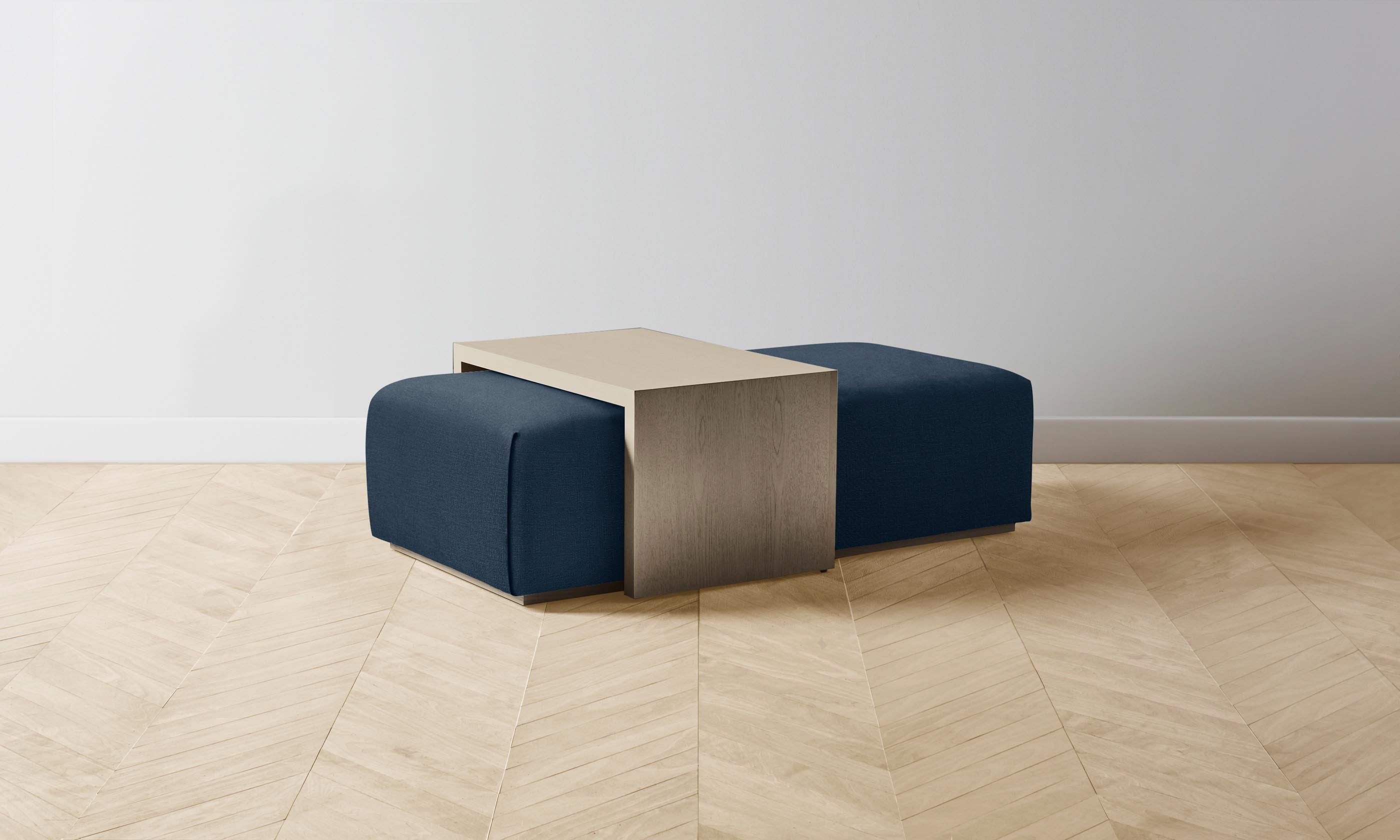 The Bowery Ottoman - Performance Linen Weave Bay - Modern Living Room Footrest & Extra Seating - Perfect for Small Spaces & Home Decor