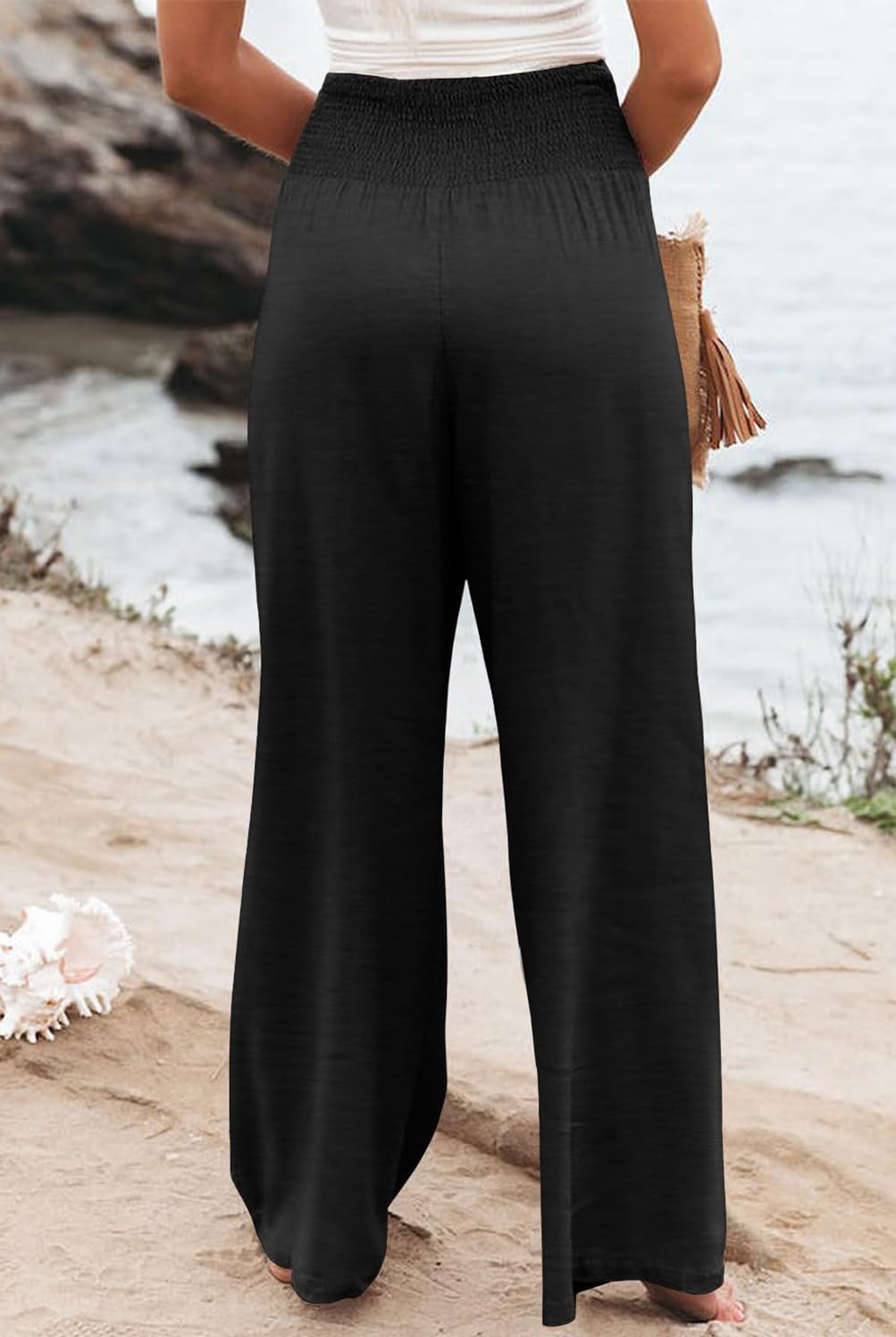 Elegant High Waisted Palazzo Pants for Women - Wide Leg Business Casual Work Pants with Pockets | Office Wear, Travel & Formal Occasions