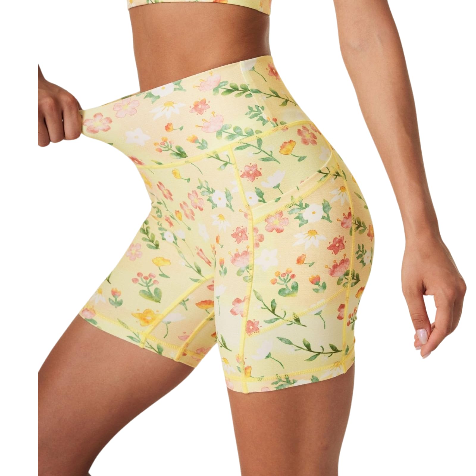 Women's High Waist Yoga Shorts with Tummy Control - 4-Way Stretch Workout Running Athletic Leggings Shorts with Side Pockets - Perfect for Yoga, Gym, Running & Casual Wear