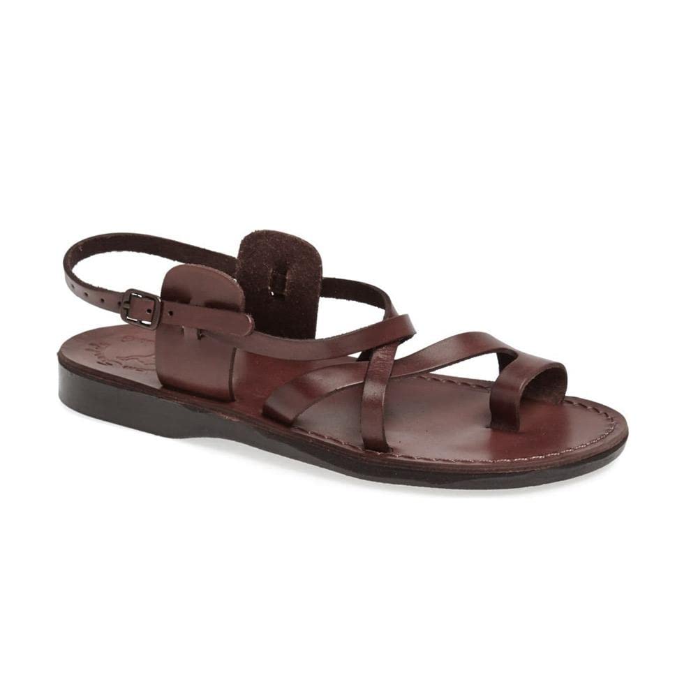 **The Good Shepherd Buckle - Premium Leather Toe Loop Sandals for Men - Comfortable & Stylish for Beach, Travel & Casual Wear**