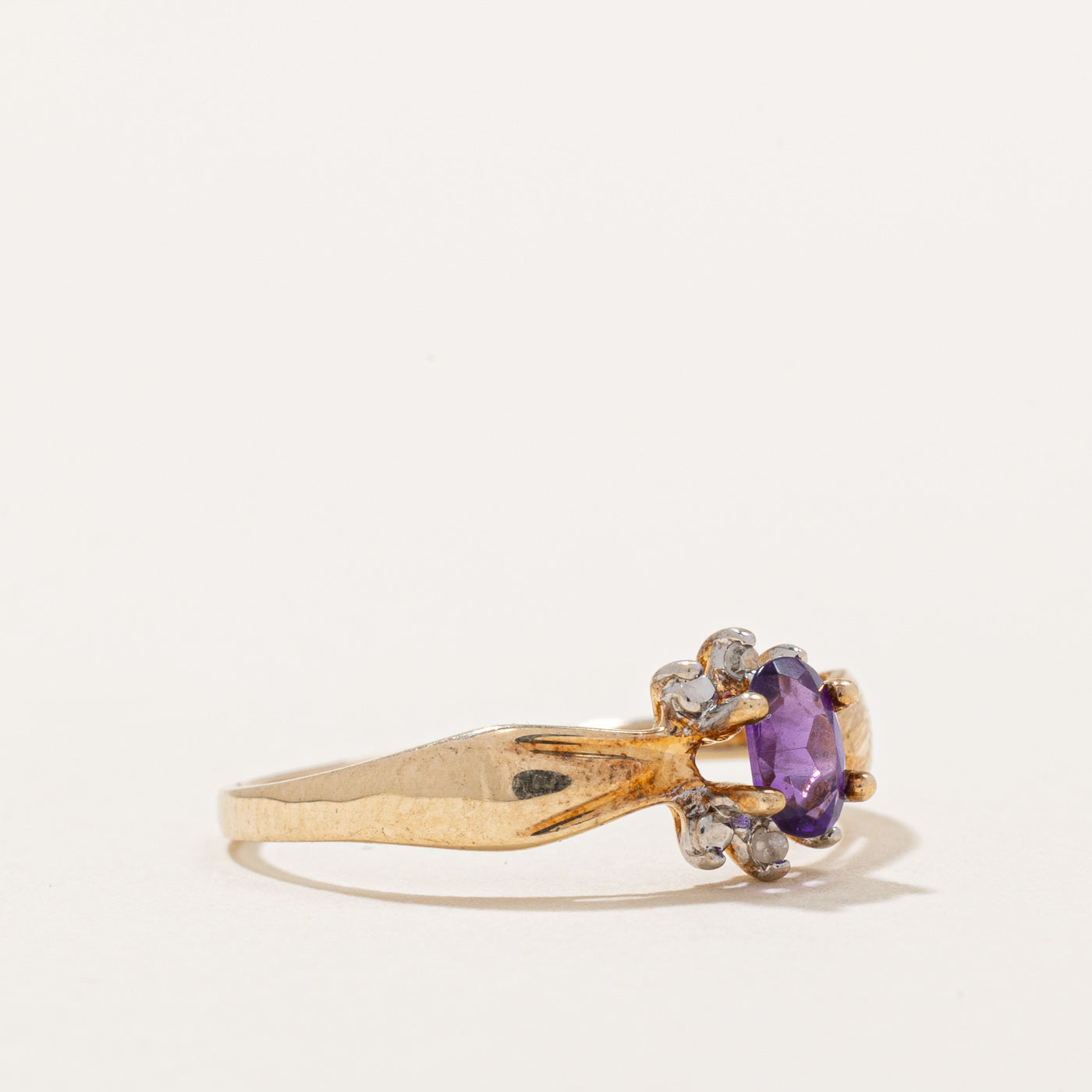 Amethyst and Diamond Ring - 0.16ct Amethyst with 0.01ctw Diamond Accents - Size 6 - Elegant Purple Gemstone Jewelry for Women - Perfect for Engagement, Anniversary Gifts & Special Occasions