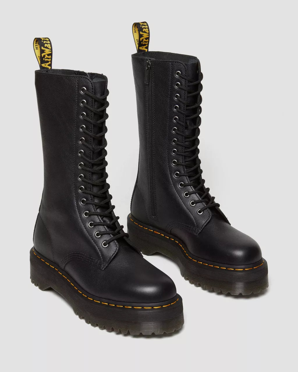 1B99 Pisa Leather Mid Calf Boots for Women - Black Quad Heel, Comfortable & Stylish Ankle Boots for Fall/Winter, Office & Night Out