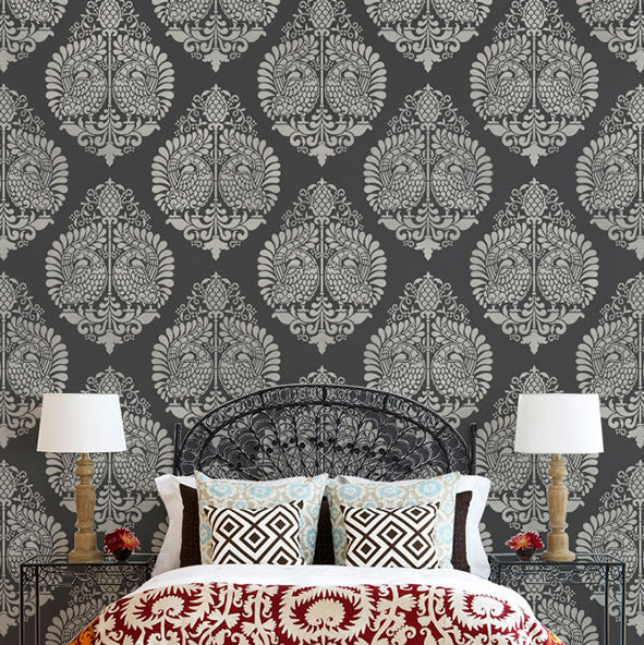 Annapakshi Indian Damask Wall Stencil - Reusable DIY Painting Template for Home Decor, Mandala Art, and Wall Murals | Perfect for Bedroom, Living Room, and Nursery Decoration
