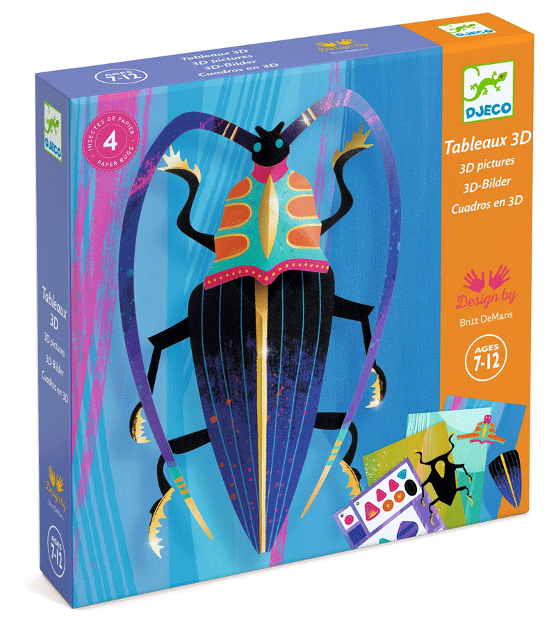 Djeco Paper Bugs Art Set - Creative DIY Craft Kit for Kids, Fun Insect-Themed Activity for Home & Classroom Use