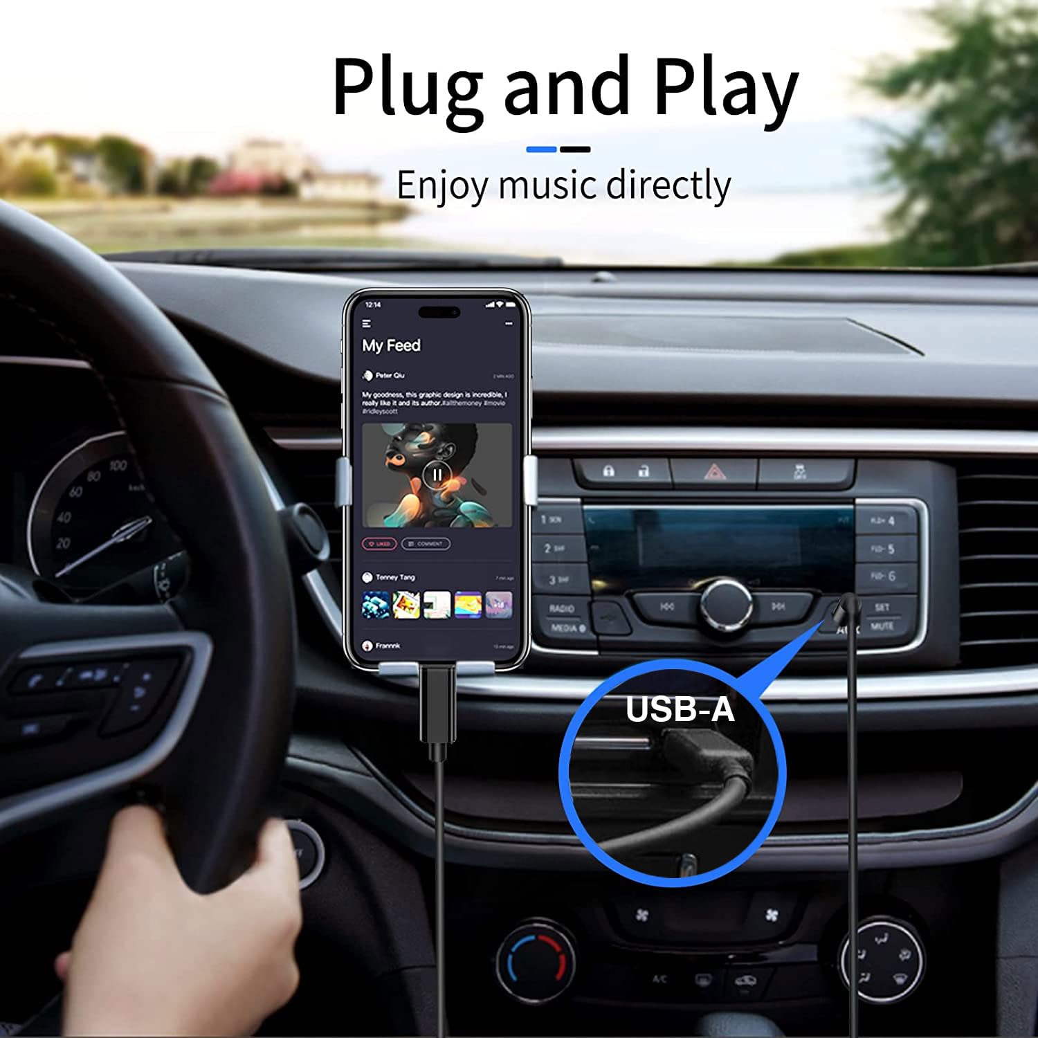USB C to USB A Car Charger Cable for iPhone 15/16/Pro Max/Plus & iPad - Fast Charging, Durable Nylon Braided Cord - Perfect for CarPlay, Road Trips & Daily Commuting