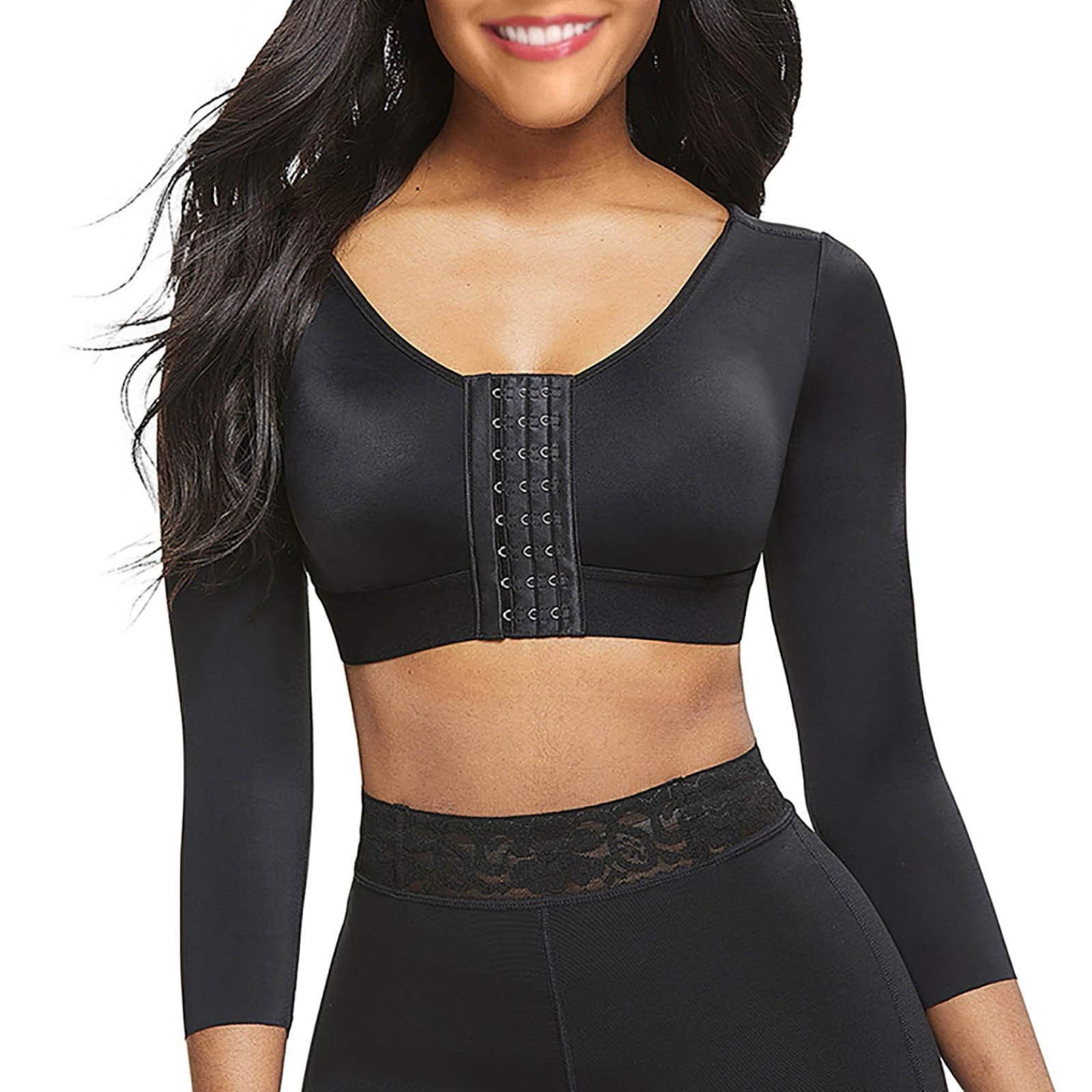 Women's Front Closure Sports Bra - Medium Support Longline Long Sleeve Crop Top for Running, Yoga & Workouts - Breathable Workout Shirt for Active Women