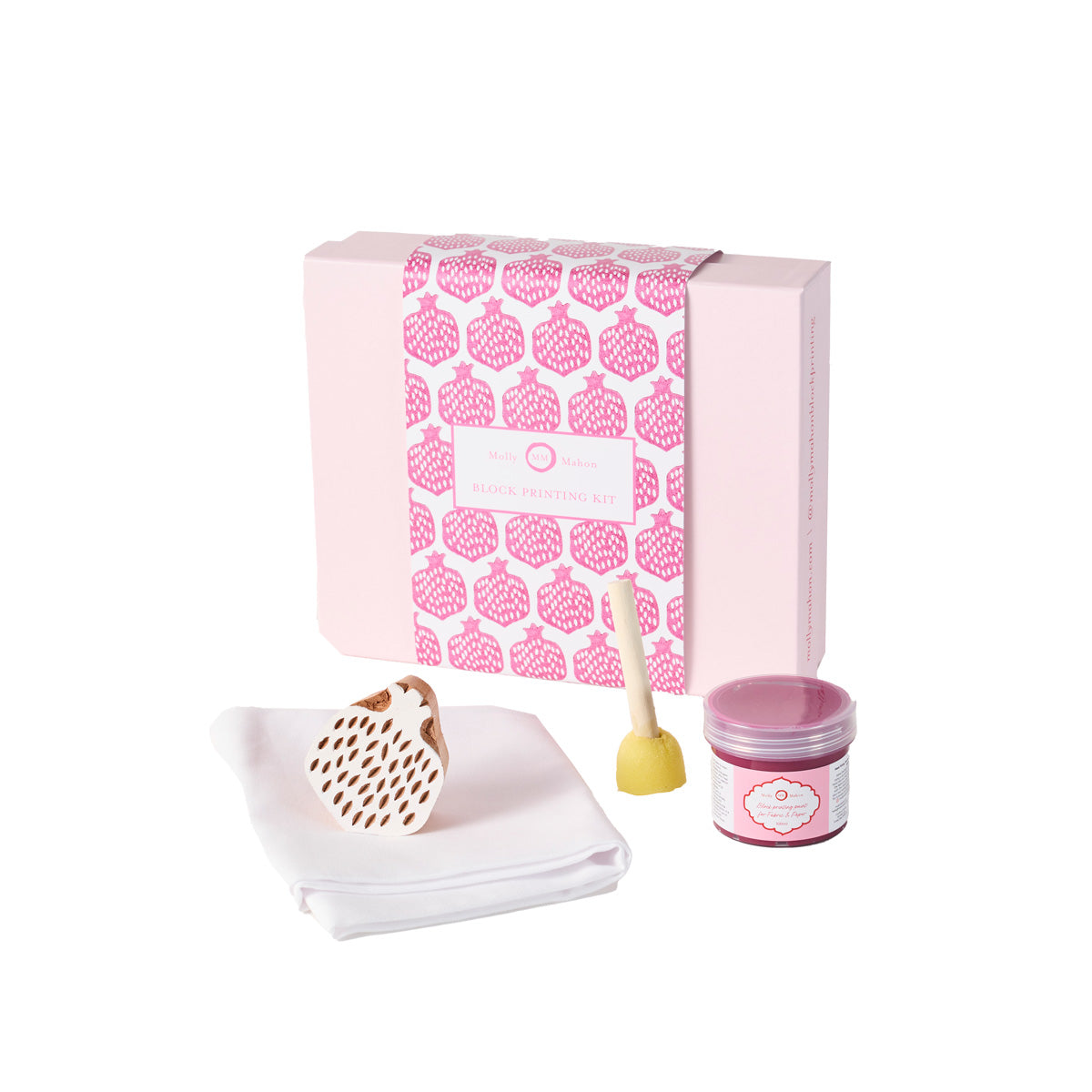 Block Printing Kit for DIY Fabric Art - Pomegranate & Plum Design Tea Towel - Perfect for Home Decor, Gift Giving & Craft Projects