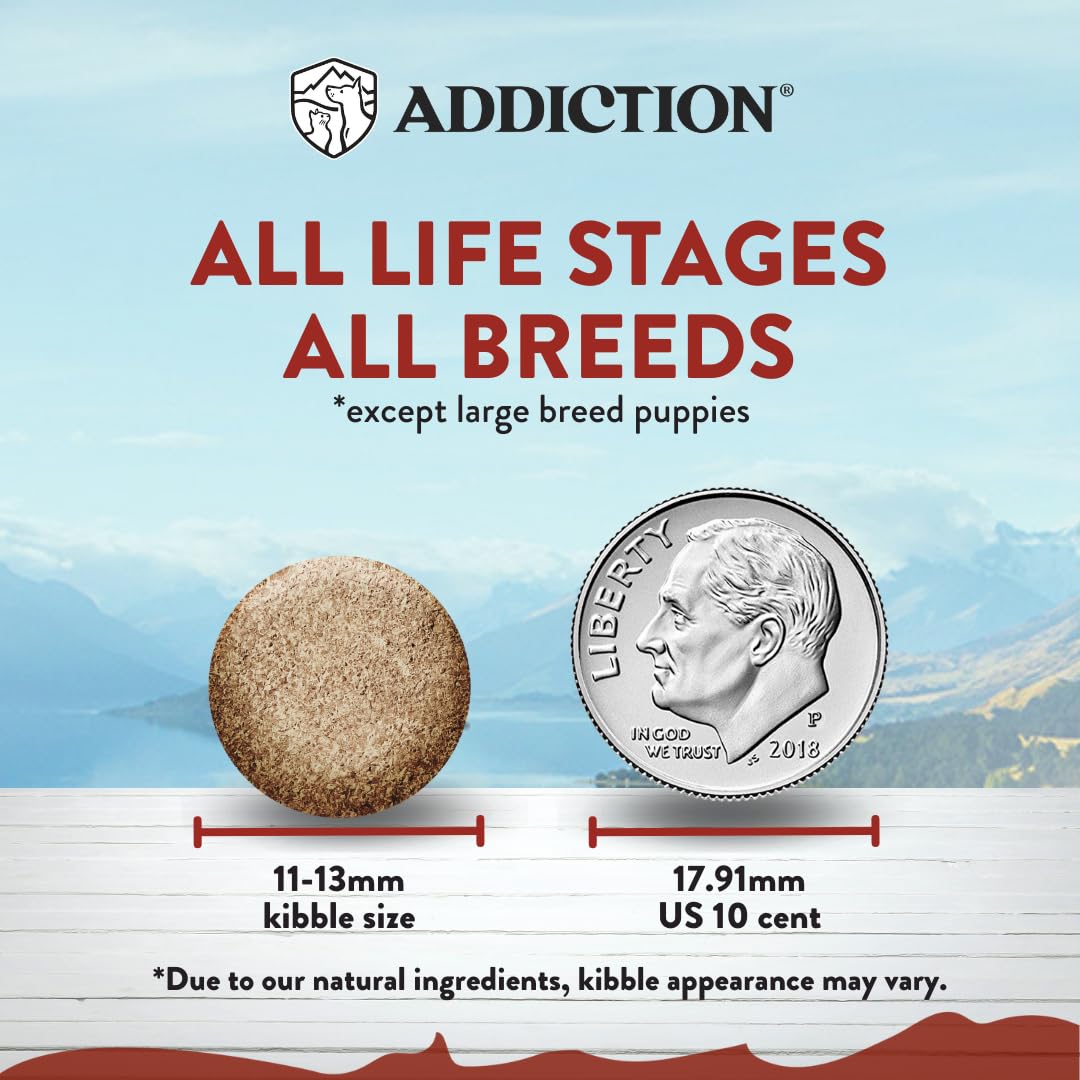 Addiction Viva La Venison Premium Grain-Free Dry Dog Food - Single Protein & Novel Meat with Probiotics - No Chicken, Beef, or Turkey - Ideal for All Dogs & Puppies - 20lb Bag for Sensitive Stomach & Allergy Relief - Perfect for Indoor & Outdoor Active Dogs