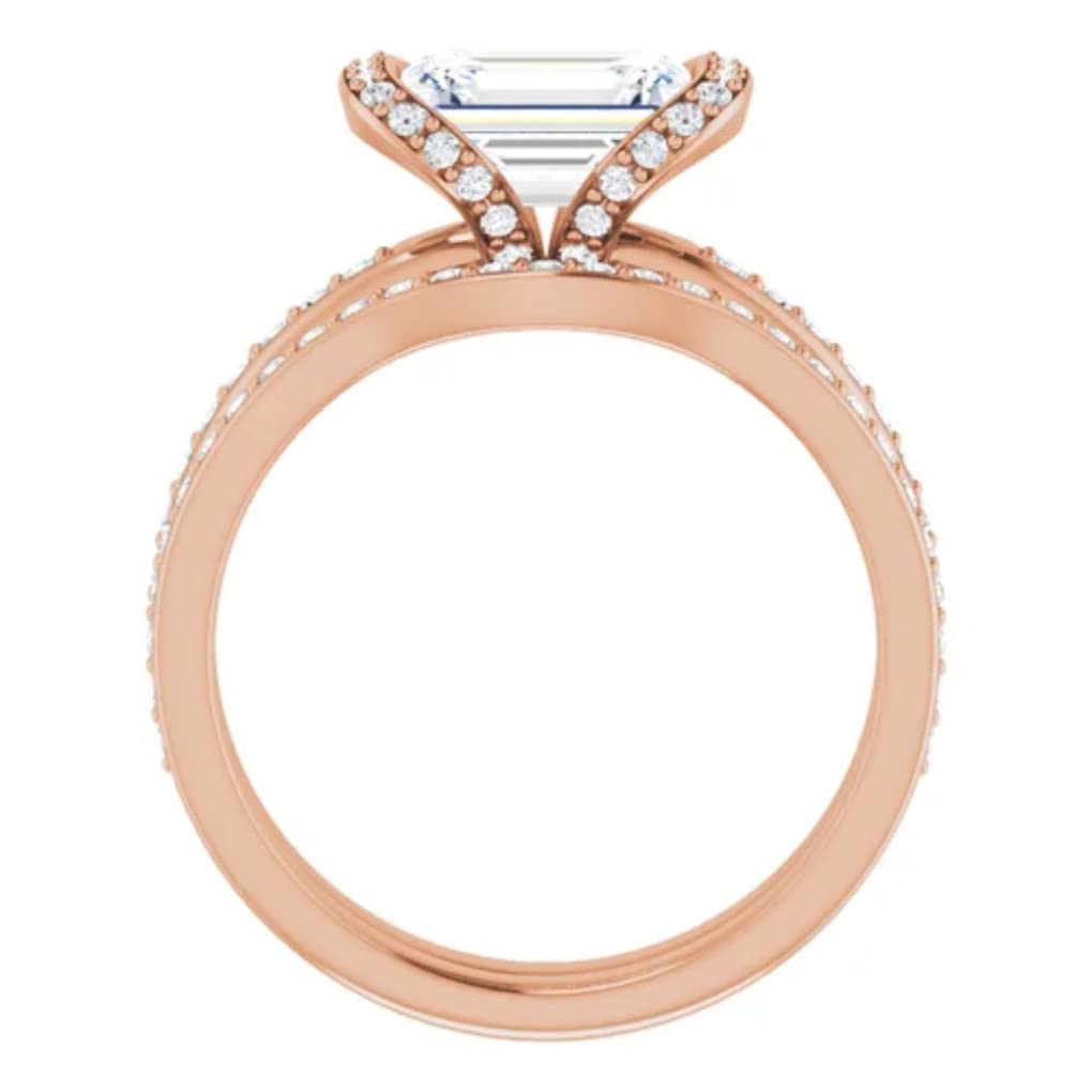 2 CT Emerald Cut Moissanite Engagement Ring Set for Women - Solitaire Halo Wedding Band in 925 Silver 10K/14K/18K Rose Gold - Anniversary Promise Gift for Her, Perfect for Proposals, Bridal Jewelry & Special Occasions