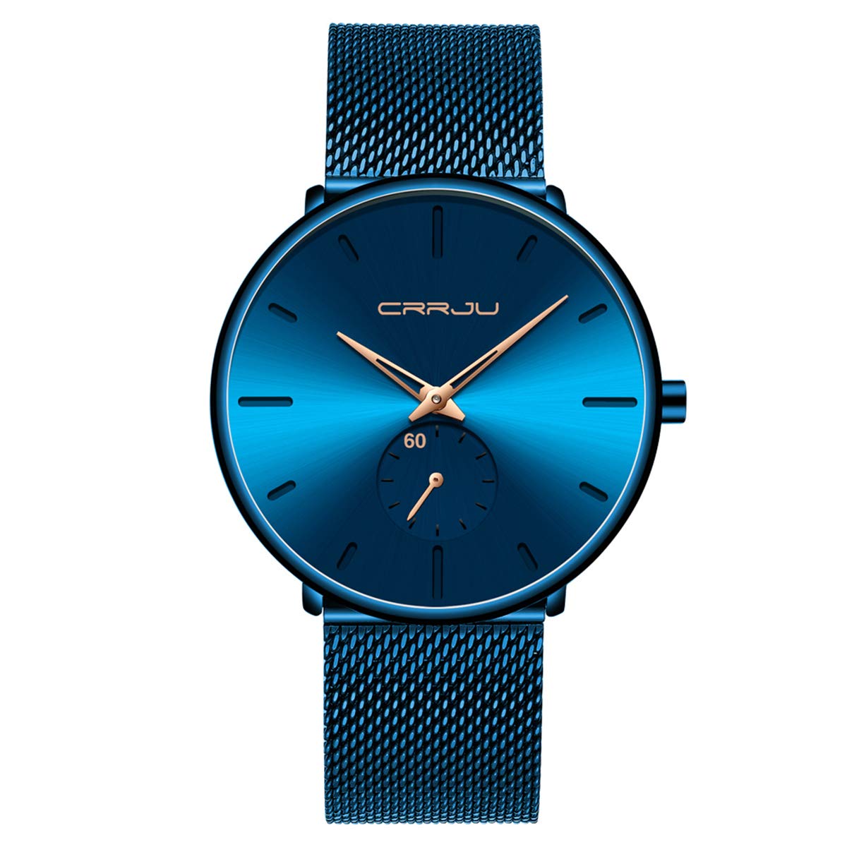 Ultra-Thin Minimalist Waterproof Men's Watch - Stainless Steel Mesh Band Unisex Dress Wristwatch for Business, Casual & Formal Occasions