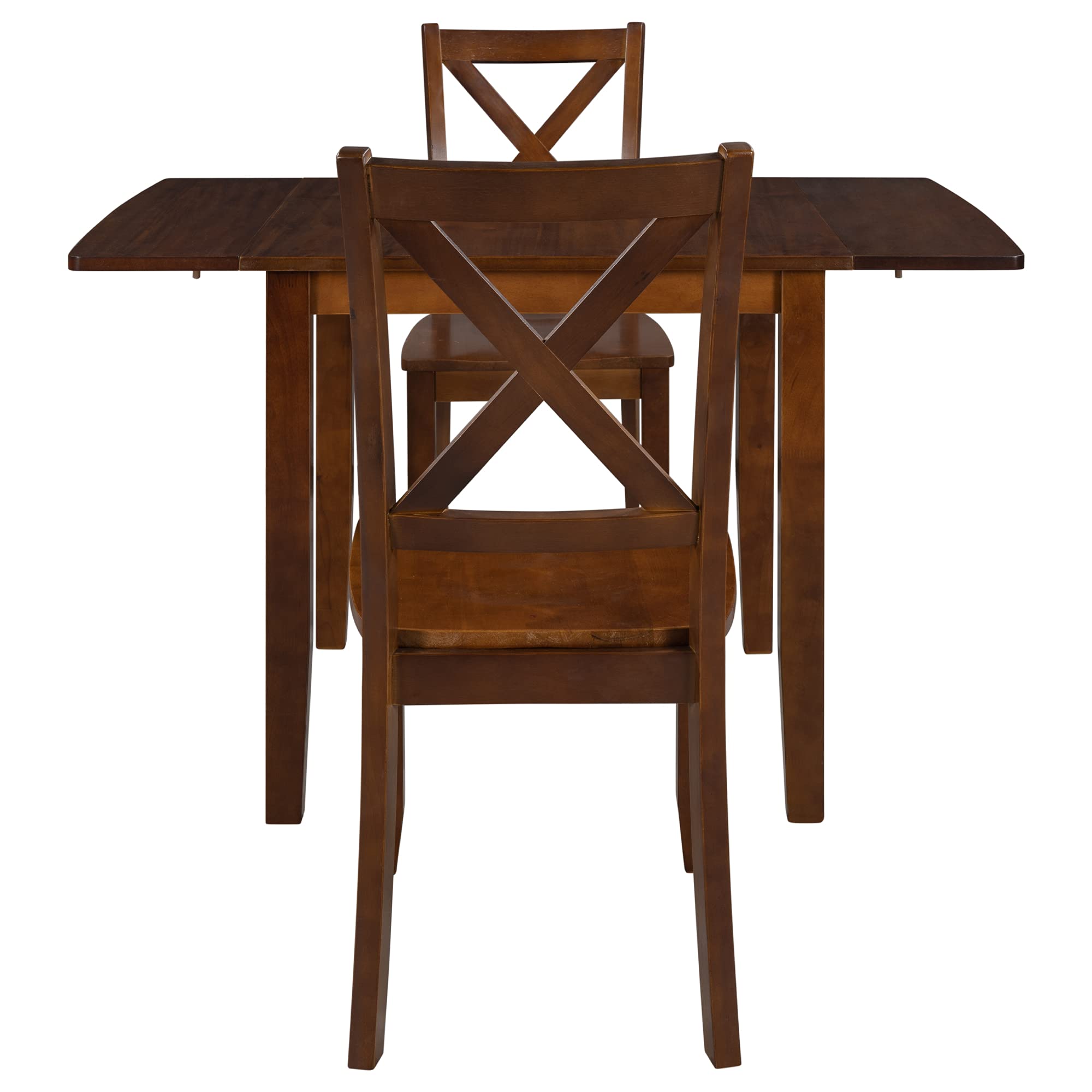 LZ LEISURE ZONE 3-Piece Drop Leaf Dining Table Set with 2 X-Back Chairs - Space Saving Wooden Kitchen Table for Small Spaces, Breakfast Nook & Apartment Dining | Perfect for Compact Homes, Studios & Cozy Kitchens