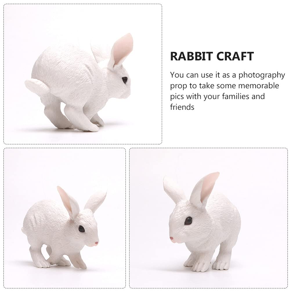 White Easter Bunny Figurine - Rustic Spring Table Decor, Faux Fur Rabbit Statue for Easter Party Centerpieces, Garden Ornaments | Perfect for Easter Celebrations, Home Decor, and Spring Table Settings