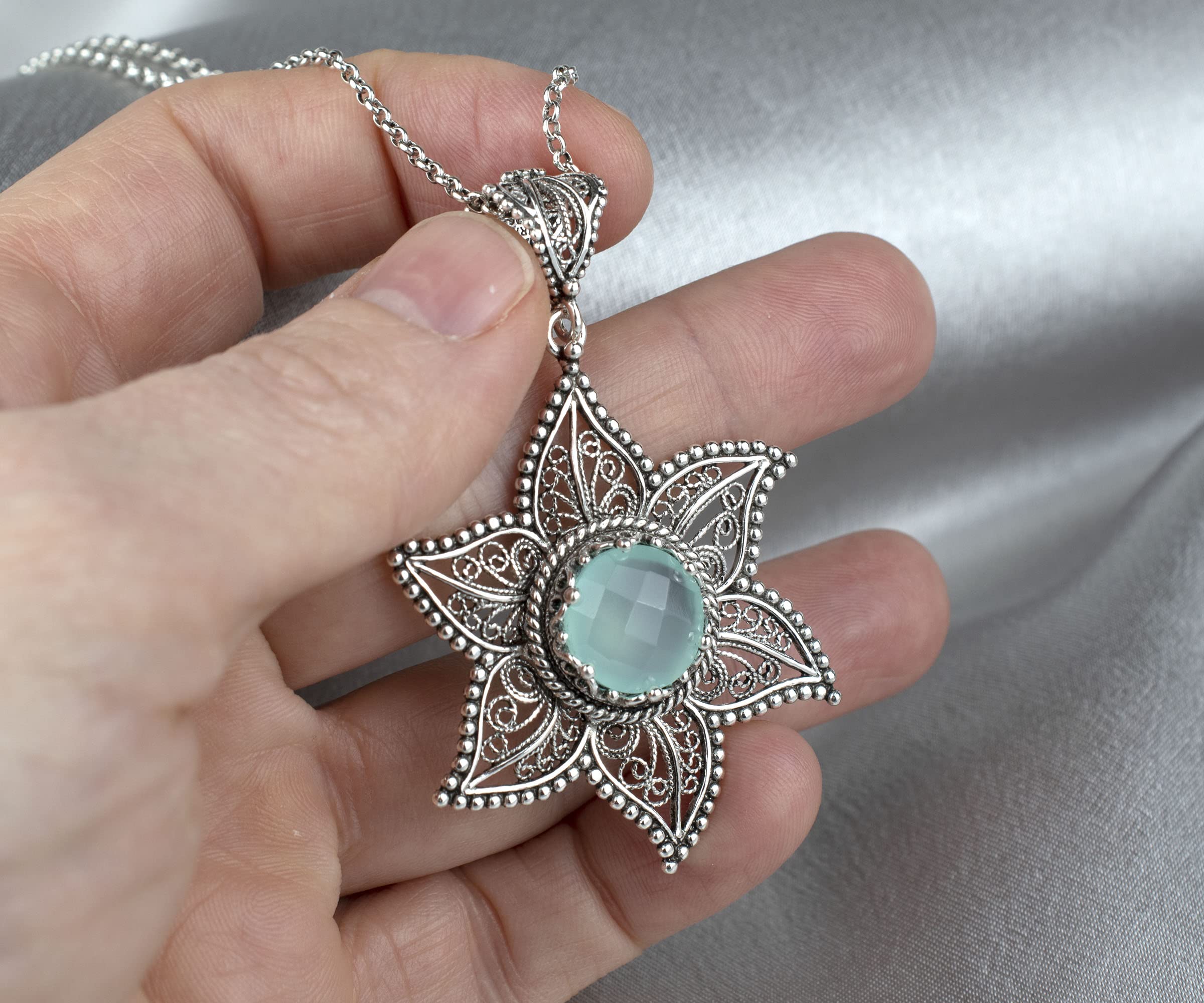 925 Sterling Silver Starfish Pendant Necklace for Women - 20