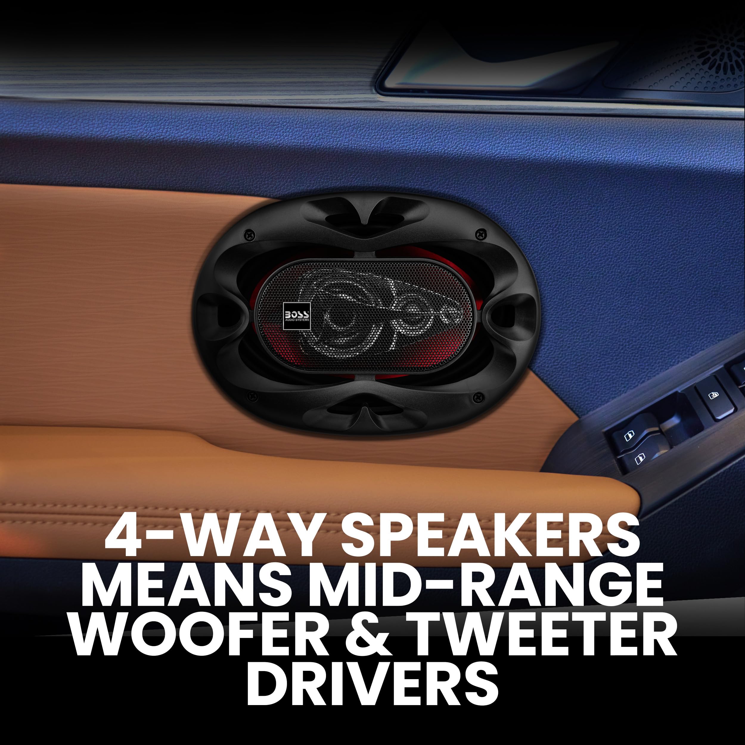 BOSS Audio CH6940 Chaos Series 6x9 Inch 500W 4-Way Coaxial Car Speakers - Premium Full Range Audio with Tweeters (Pair) - Perfect for Car Door Stereo Upgrades & Enhanced Sound Quality