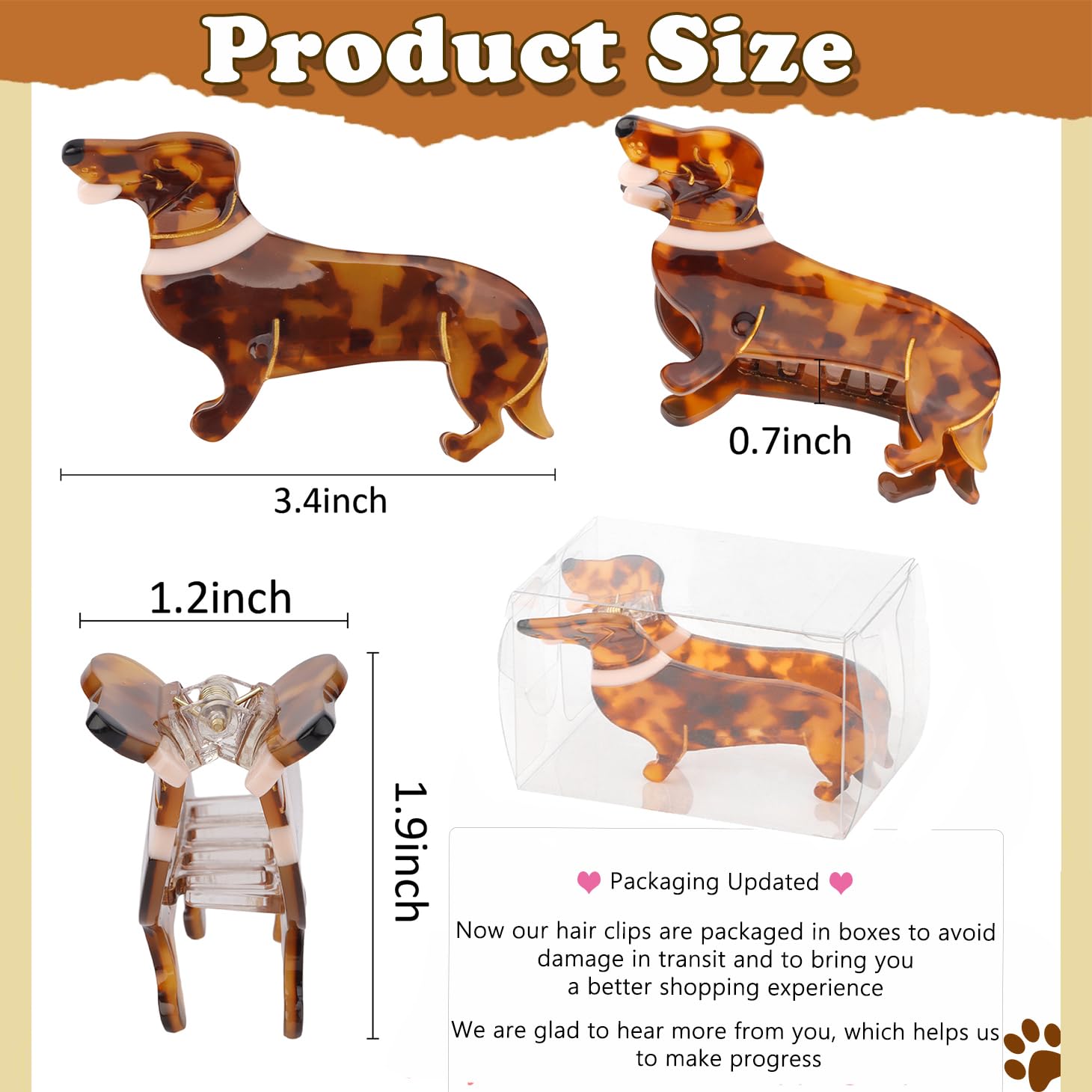 **Cute Dachshund Dog Hair Clips for Women - Acetate Animal Hair Accessories for Puppy Lovers - Perfect Mother's Day, Birthday & Christmas Gifts - Great for Pet Lovers, Stocking Stuffers & Everyday Styling**