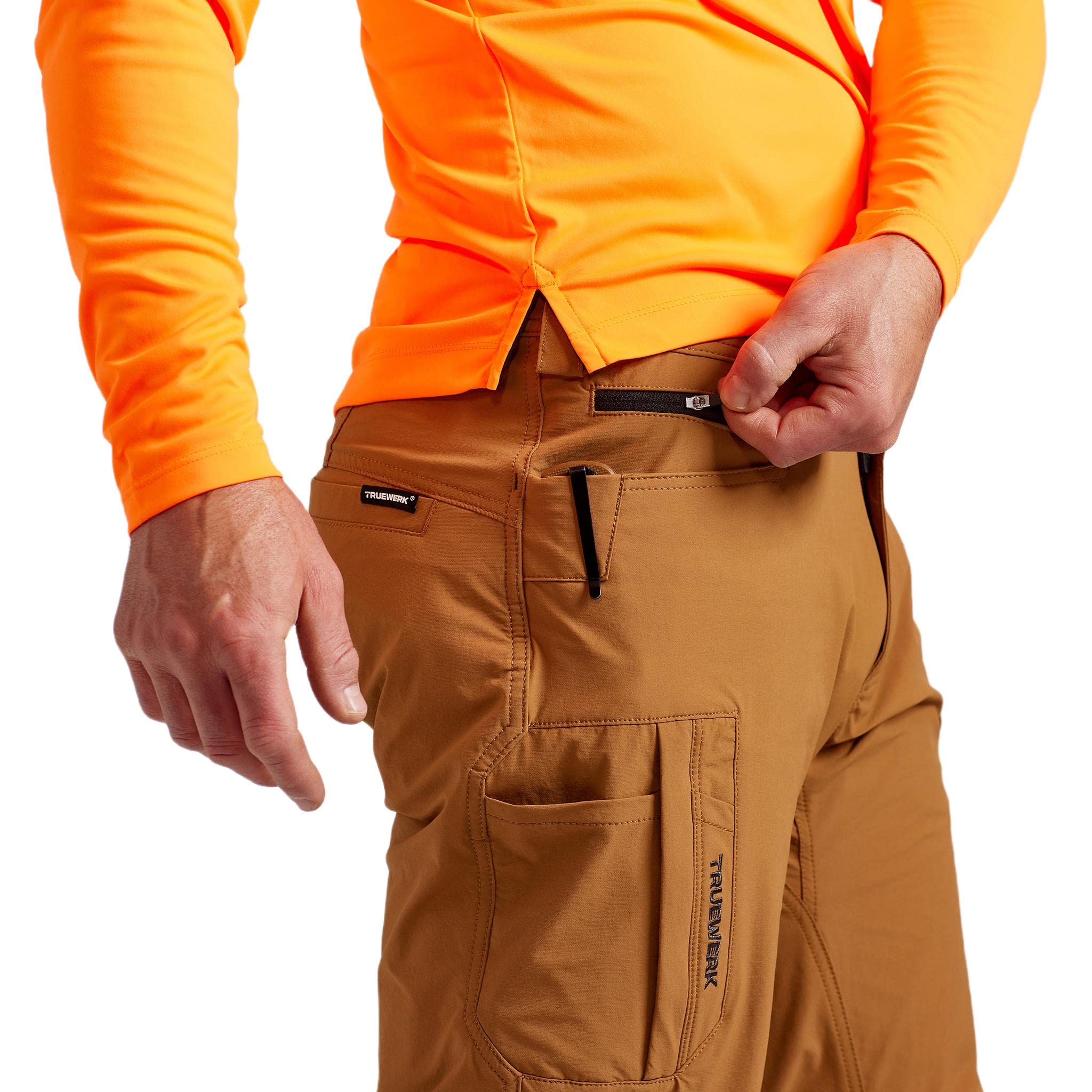 TRUEWERK Men's Work Pants - T1 WerkPants Relaxed Fit, Lightweight, Moisture Wicking, Tactical Cargo Pants with 4-Way Stretch for Construction, Hiking & Outdoor Activities