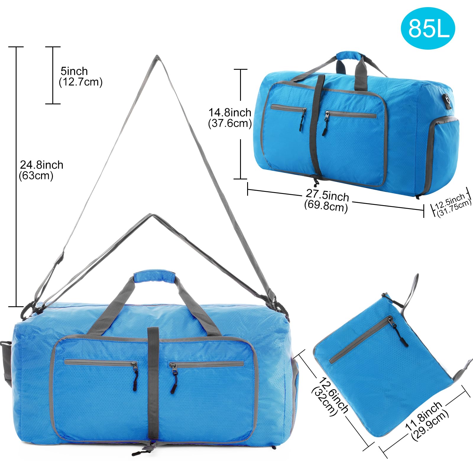 Felipe Varela Duffle Bag with Shoes Compartment & Adjustable Strap - Foldable Waterproof Travel Duffel Bag for Men & Women - Perfect for Gym, Weekend Trips & Air Travel