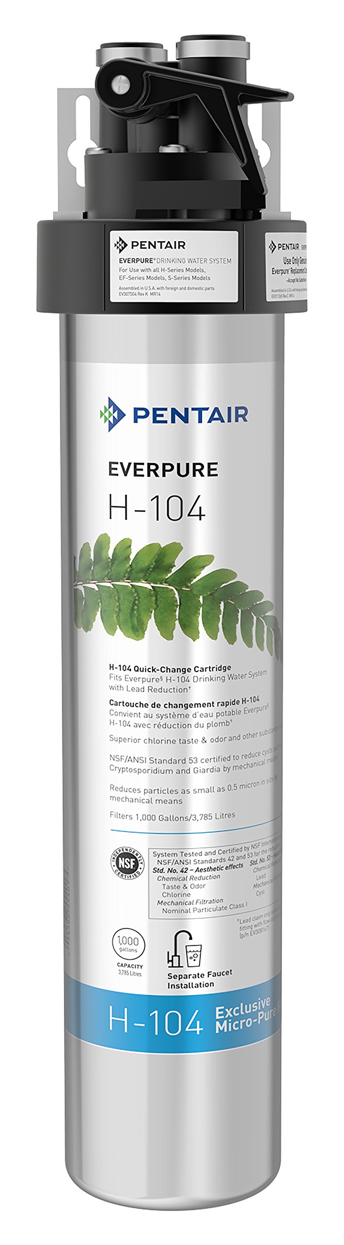 Everpure H-104 Commercial Grade Drinking Water Filter System (EV9262-71) - Quick Change Cartridge for Lead Reduction & Water Filtration - Perfect for Restaurants, Offices & Home Use