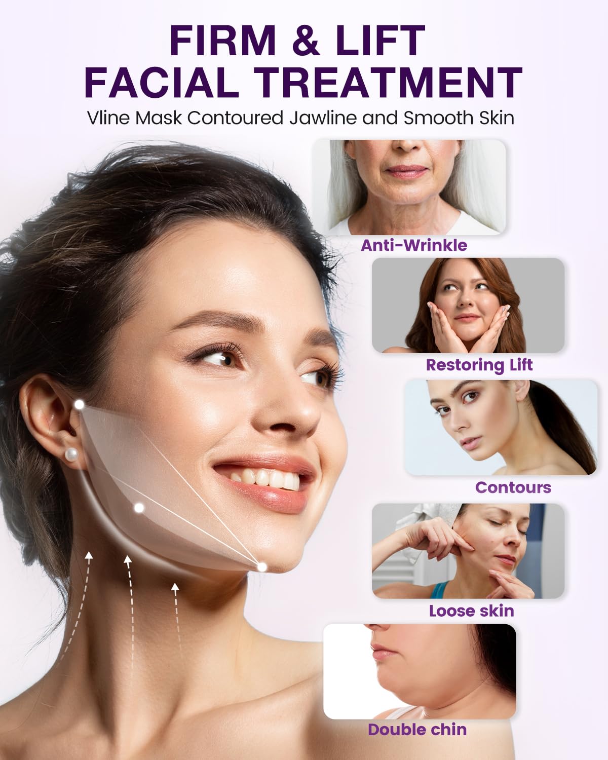 V-Line Shaping Contouring Face Masks (5 Pack) - Double Chin Reduction Mask with Collagen, Aloe Vera & Hyaluronic Acid - Anti-Wrinkle, Skin Firming & Tightening for Jawline Lift - Perfect for Daily Skincare & Special Occasion Prep