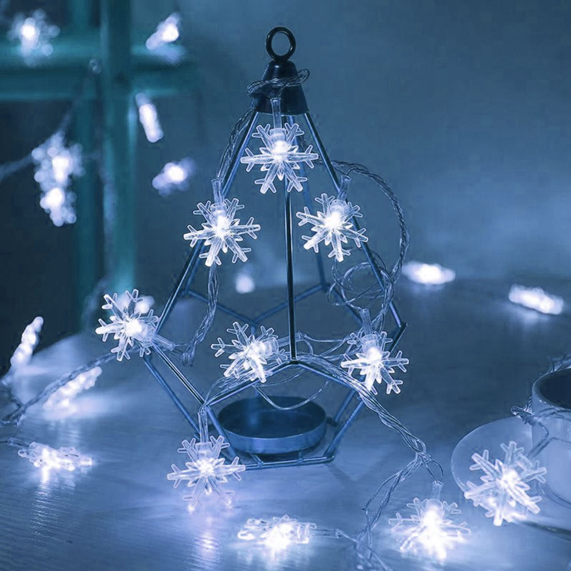 Dazzle Bright 100 LED 49FT Waterproof Christmas Snowflake String Lights - 8 Lighting Modes for Indoor & Outdoor Holiday Decorations, Xmas Tree, Wedding, Party, Garden (White) | Perfect for Winter Wonderland Themes, Cozy Home Ambiance, and Festive Celebrations