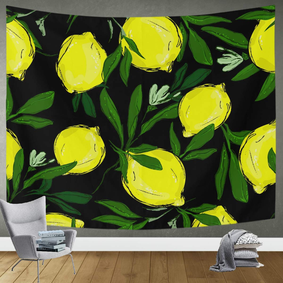 DOMIKING 90x60in Lemon Leaves Tapestry Wall Hanging - Bohemian Wall Art Decor for Bedroom, Living Room & Office - Perfect for Home Decor, Dorm Room & Wedding Backdrop