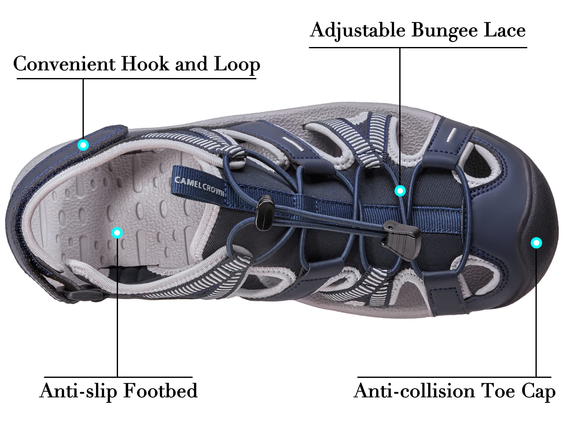 Men's Waterproof Hiking Sandals - Closed Toe for Beach & Fishing