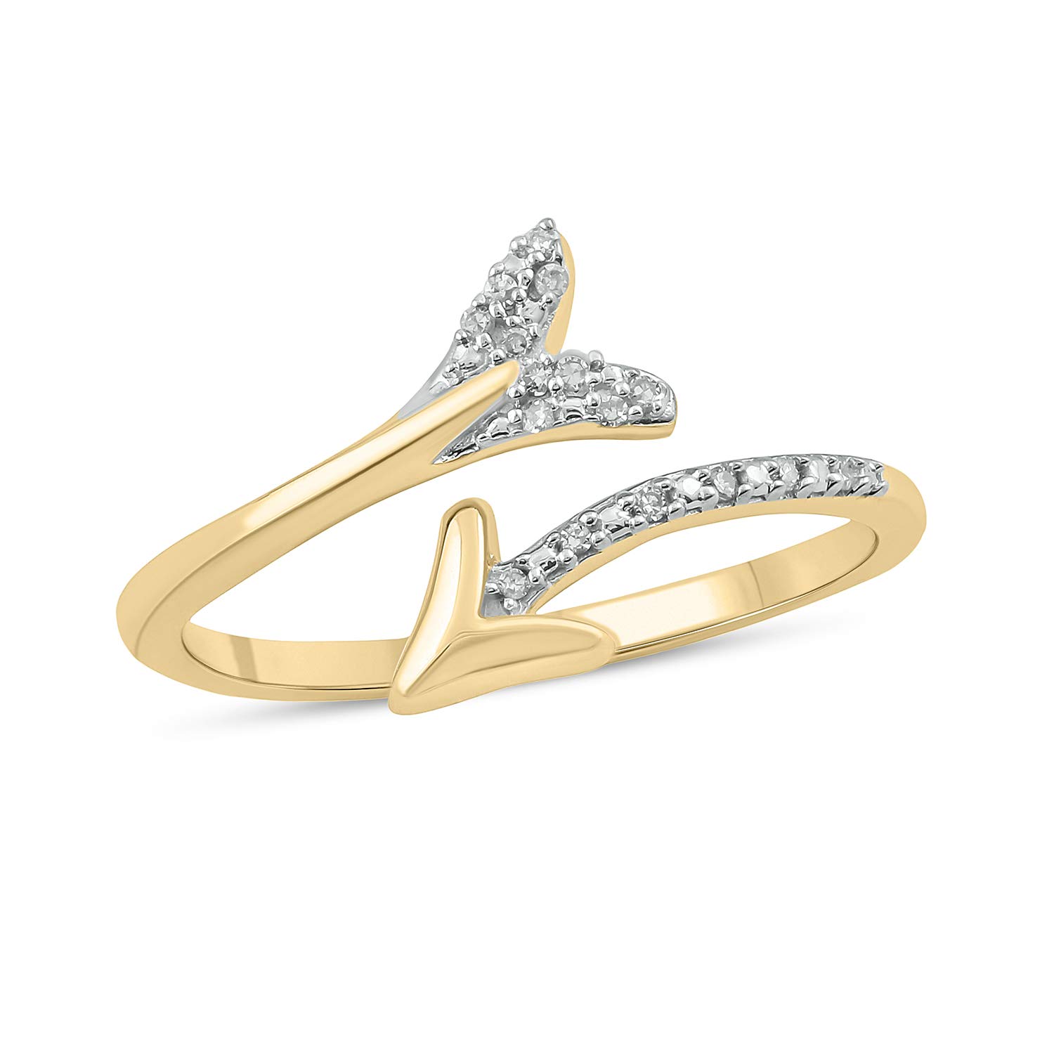 1/20cttw Diamond Arrow Ring for Women - 925 Sterling Silver, Yellow Gold-Plated or Rose Gold-Plated | Elegant Split Shank Design with Round White Diamonds | Perfect Gift for Anniversary, Valentine's Day & Special Occasions