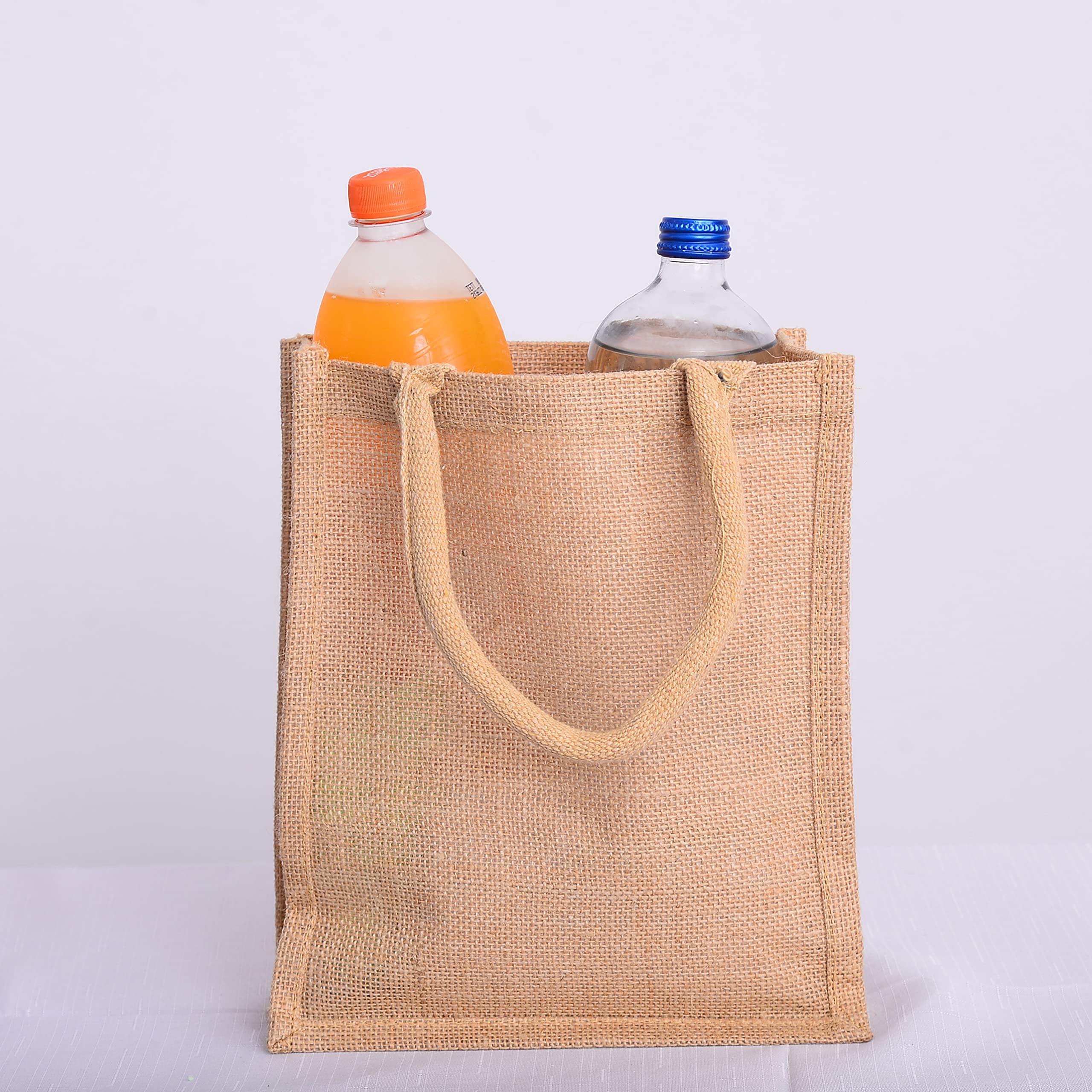 12-Pack Heavy Duty Sturdy Jute Burlap Tote Bags with Handles - Reusable Eco-Friendly Grocery Shopping Bags, Blank Natural Fabric for DIY Crafts, Wedding Favors & Farmers Market Use