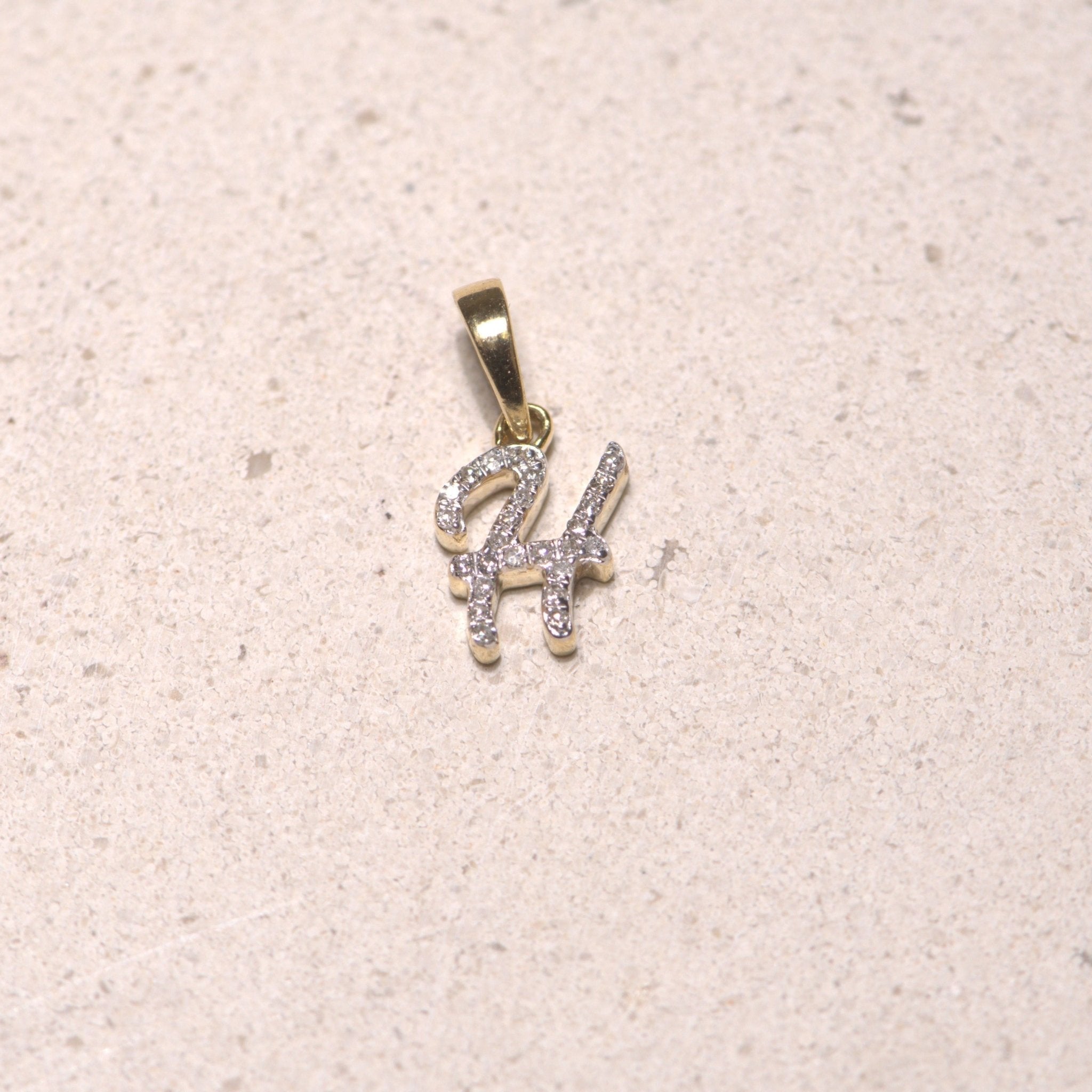 14K Solid Yellow Gold Cursive Diamond Initial Necklace - Personalized Name Jewelry for Women, Gift for Her, Birthday, Anniversary, Valentine's Day