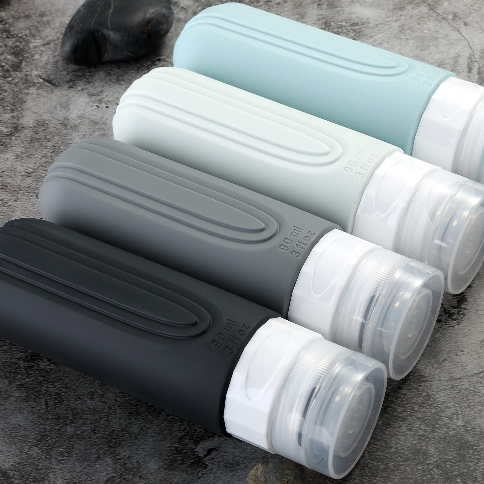 TSA Approved 3oz Travel Bottles for Toiletries - BPA Free Leak Proof Silicone Squeeze Containers for Shampoo, Conditioner & Lotion - Perfect for Air Travel, Gym & Vacation Essentials