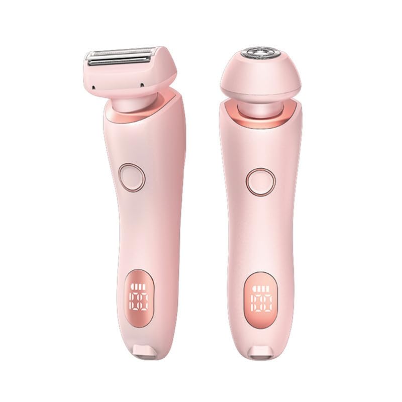 2-in-1 Women's Hair Trimmer & Body Shaver - Waterproof Electric Razor for Women with 2 Removable Heads, Wet/Dry Use, Portable Hair Removal for Legs, Underarms, Bikini Line & Sensitive Skin - Perfect for Travel, Gym & Home Use