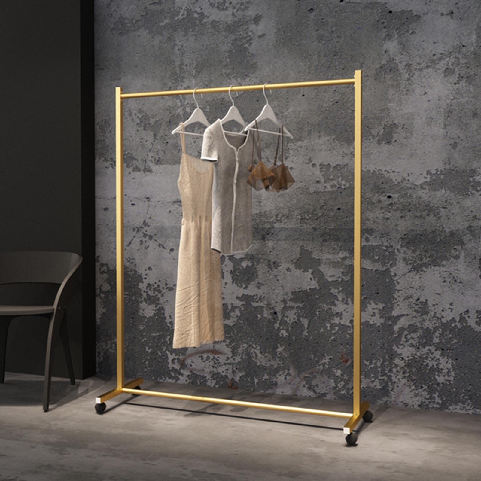 Sturdy Metal Clothes Hanger with Wheels - Freestanding Mobile Garment Rack for Retail Stores, Bedroom & Closet Organization | Heavy-Duty Rolling Clothing Display for Commercial Use & Home Laundry Drying