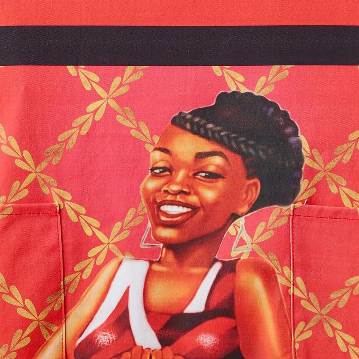 African American Expressions Red and White Apron - Stylish Kitchen Apron for Cooking, Baking & BBQ - Perfect for Home Chefs & Cultural Celebrations