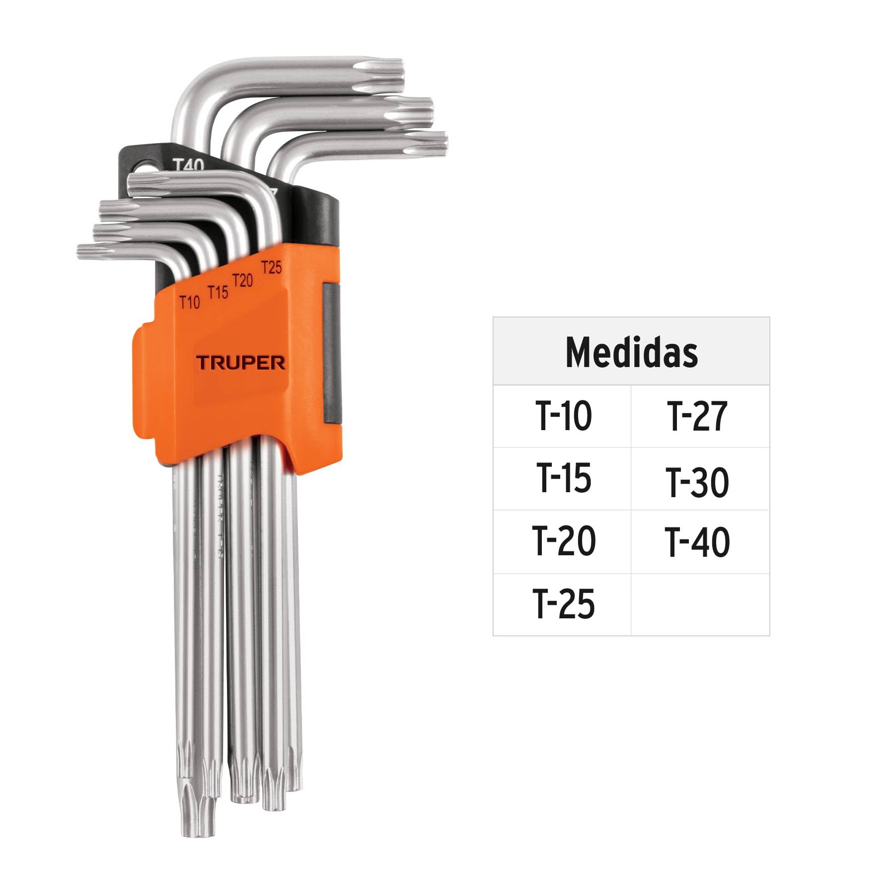 TRUPER TORX-7L 7-Piece Long Arm Torx Key Set with Plastic Holder - Perfect for Automotive, Electronics & DIY Repairs