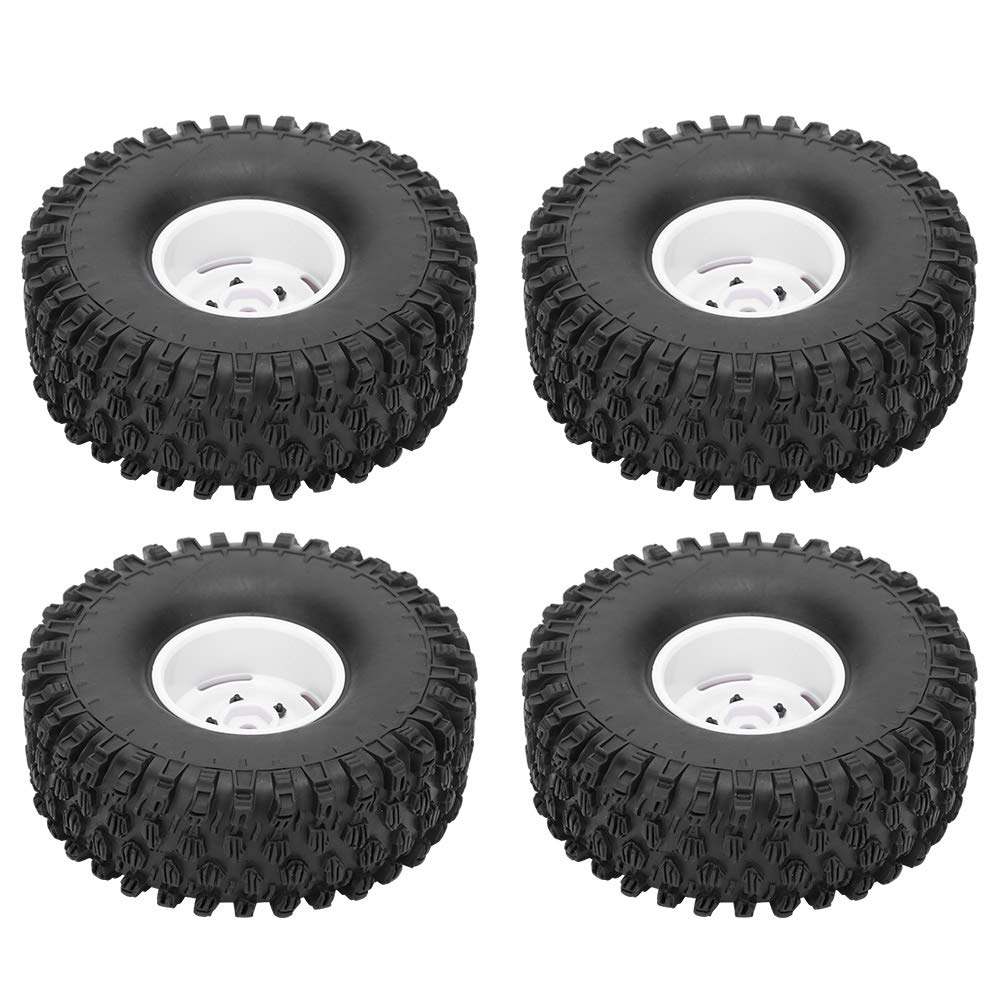 VGEBY 1.9 Inch RC Tires (4pcs) - 120mm White Rubber Wheels for Axial 1/10 Scale RC Crawler - Off-Road Climbing & Trail Adventure Accessories