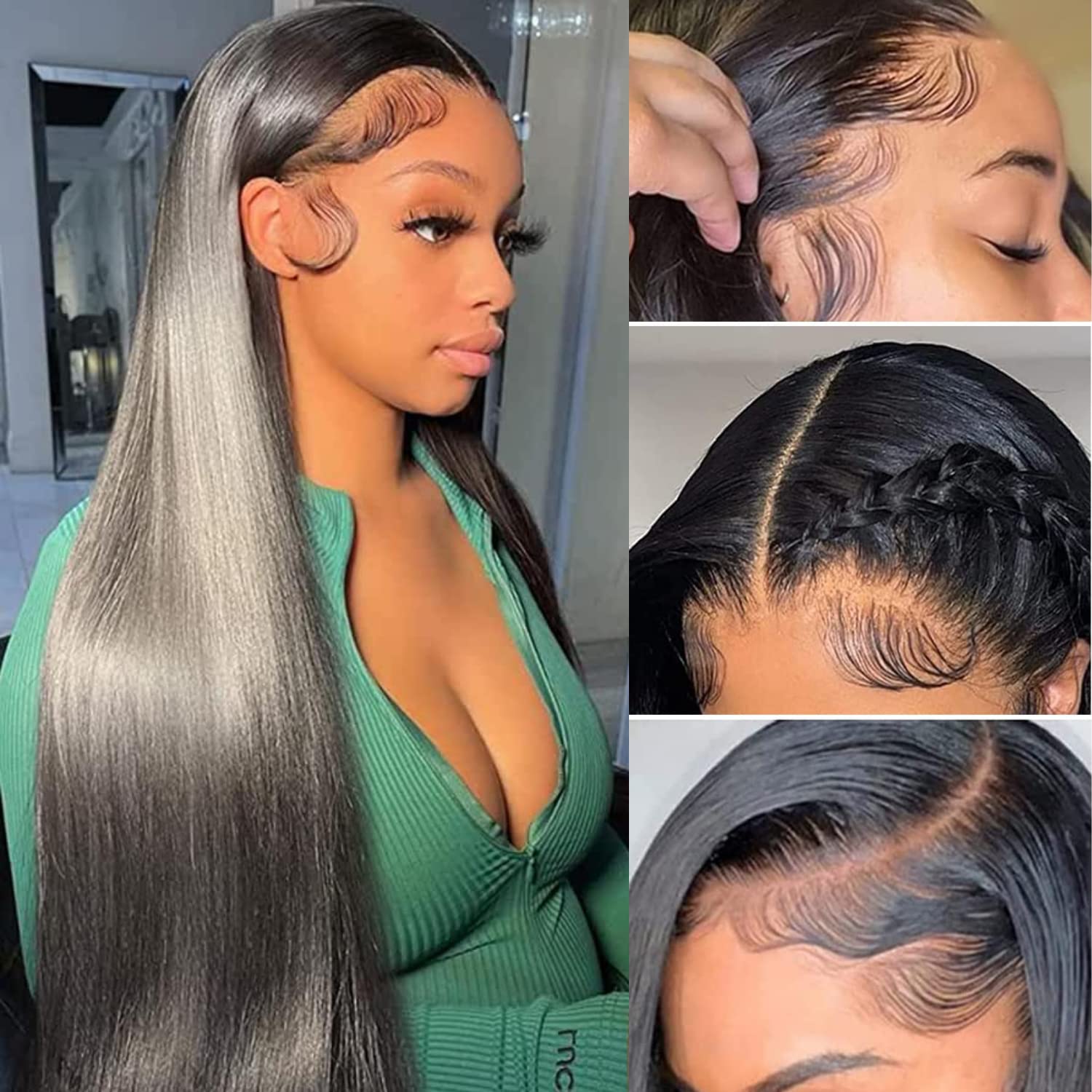 13x4 HD Straight Lace Front Wigs Human Hair for Black Women - 180% Density Glueless Brazilian Virgin Hair with Baby Hair & Pre-Plucked Hairline - Transparent Lace Frontal Wig 26 Inch - Perfect for Daily Wear, Parties & Special Occasions