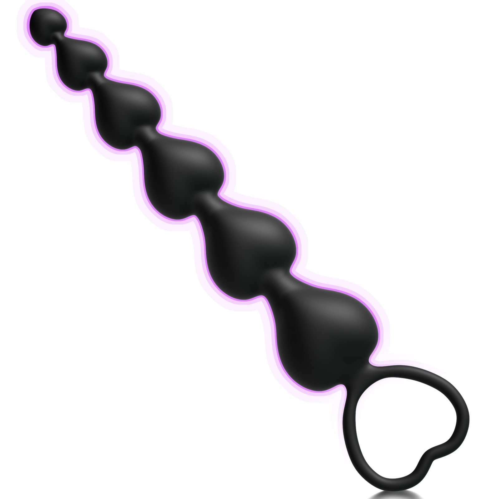 Silicone Anal Beads with 6 Gradual Balls & Pull Loop - Flexible Anal Training Toy for Beginners, Prostate Massager & G-Spot Stimulator (7.28 inch, Black) - Perfect for Couples Play & Solo Pleasure