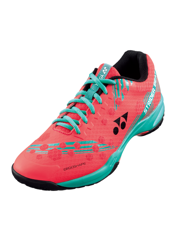 Yonex Power Cushion Strider Beat Badminton Shoes for Men & Women - Lightweight Comfort & Shock Absorption - Bright Red - Perfect for Indoor Court Sports & Training