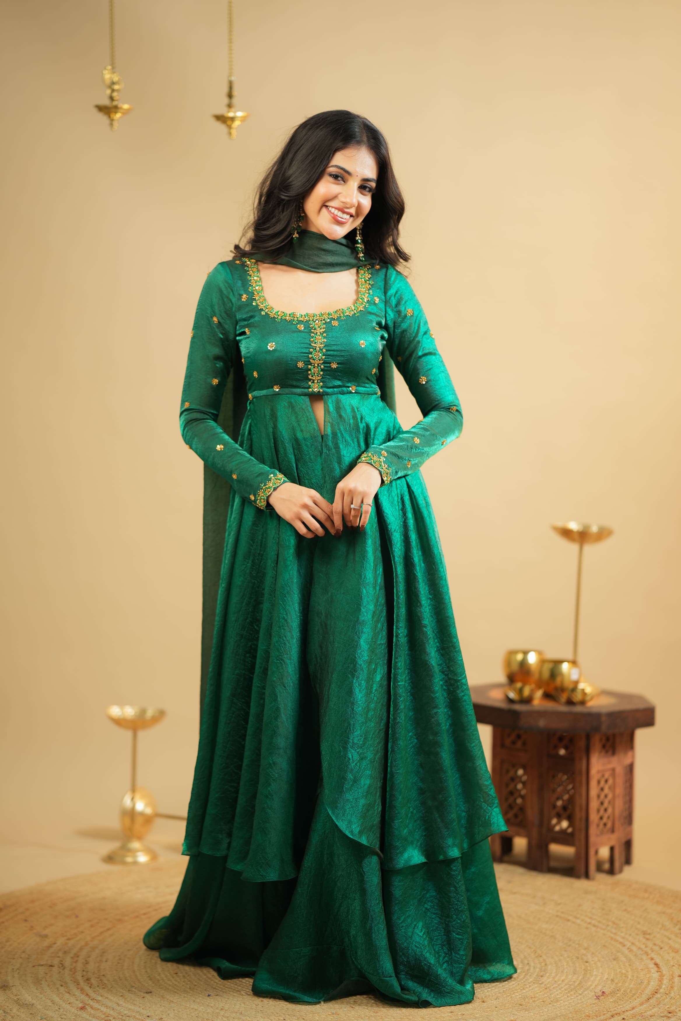 Akila Premium Designer Slit Anarkali Dress with Skirt - Elegant Indian Party Wear for Weddings & Festivals