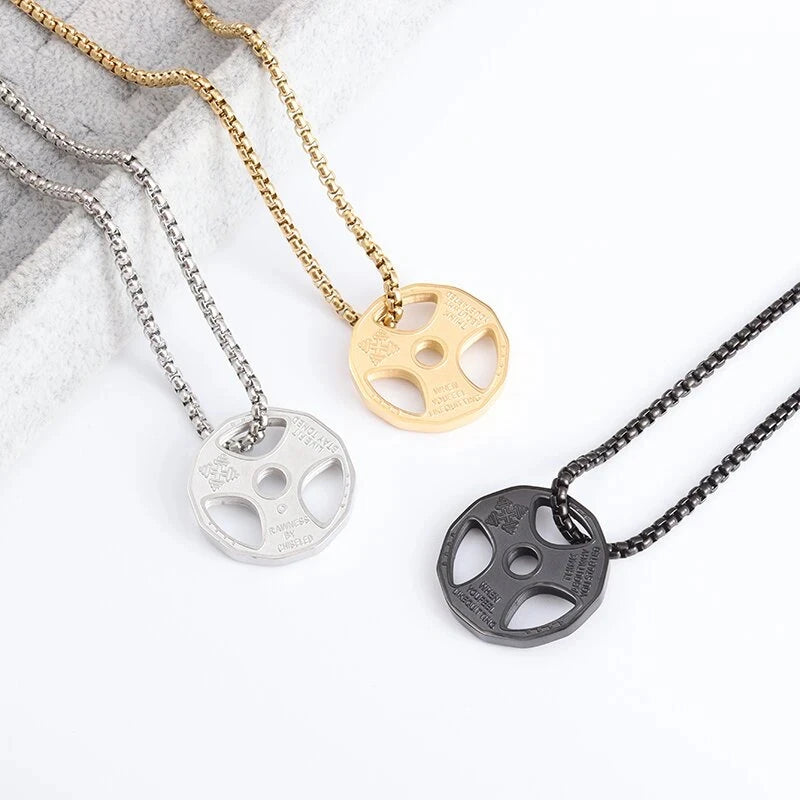Titanium Steel Dumbbell Pendant Necklace for Men - Gym & Fitness Jewelry Gift - Perfect for Workout Enthusiasts, Bodybuilders, and Sports Lovers (Great for Gym, Weightlifting, and Casual Wear)
