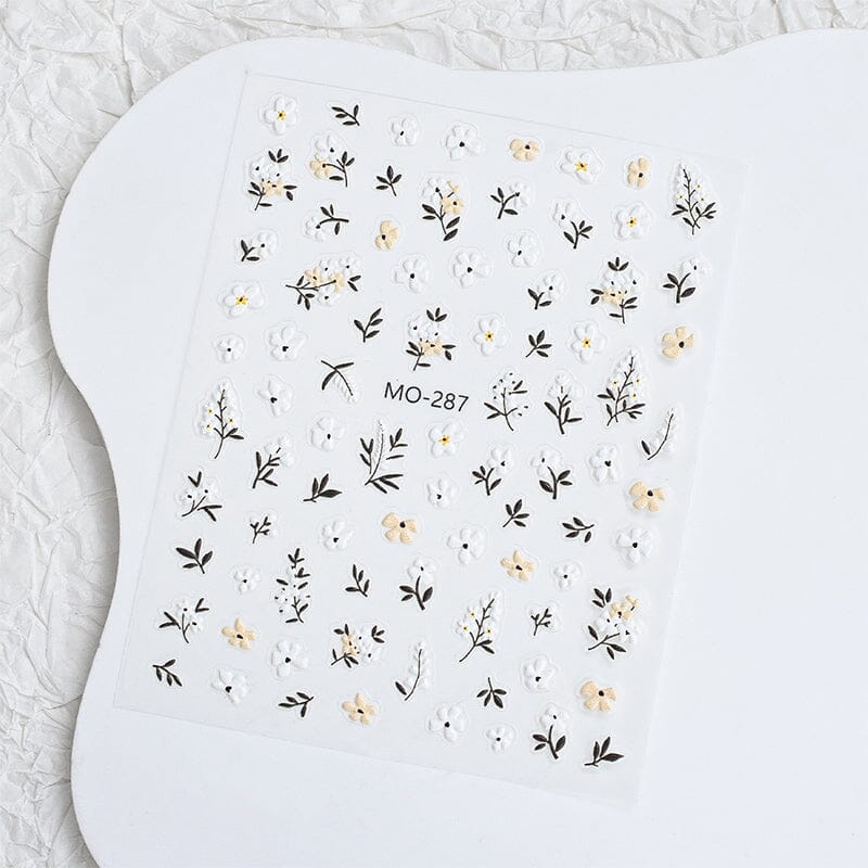 3D White Flower Nail Stickers - MO 287 - Elegant Floral Nail Art for Parties, Weddings & Special Occasions