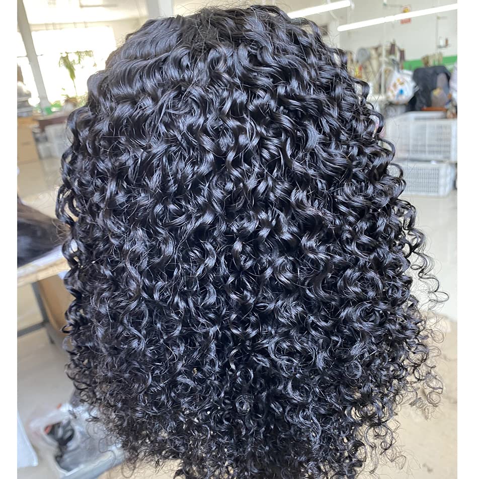 100% Brazilian Human Hair Wig with Bangs - 16 Inch Loose Curly Wig 180 Density for Black Women | O Scalp Top Full Machine Made | Natural Color | Perfect for Daily Wear, Parties & Special Occasions