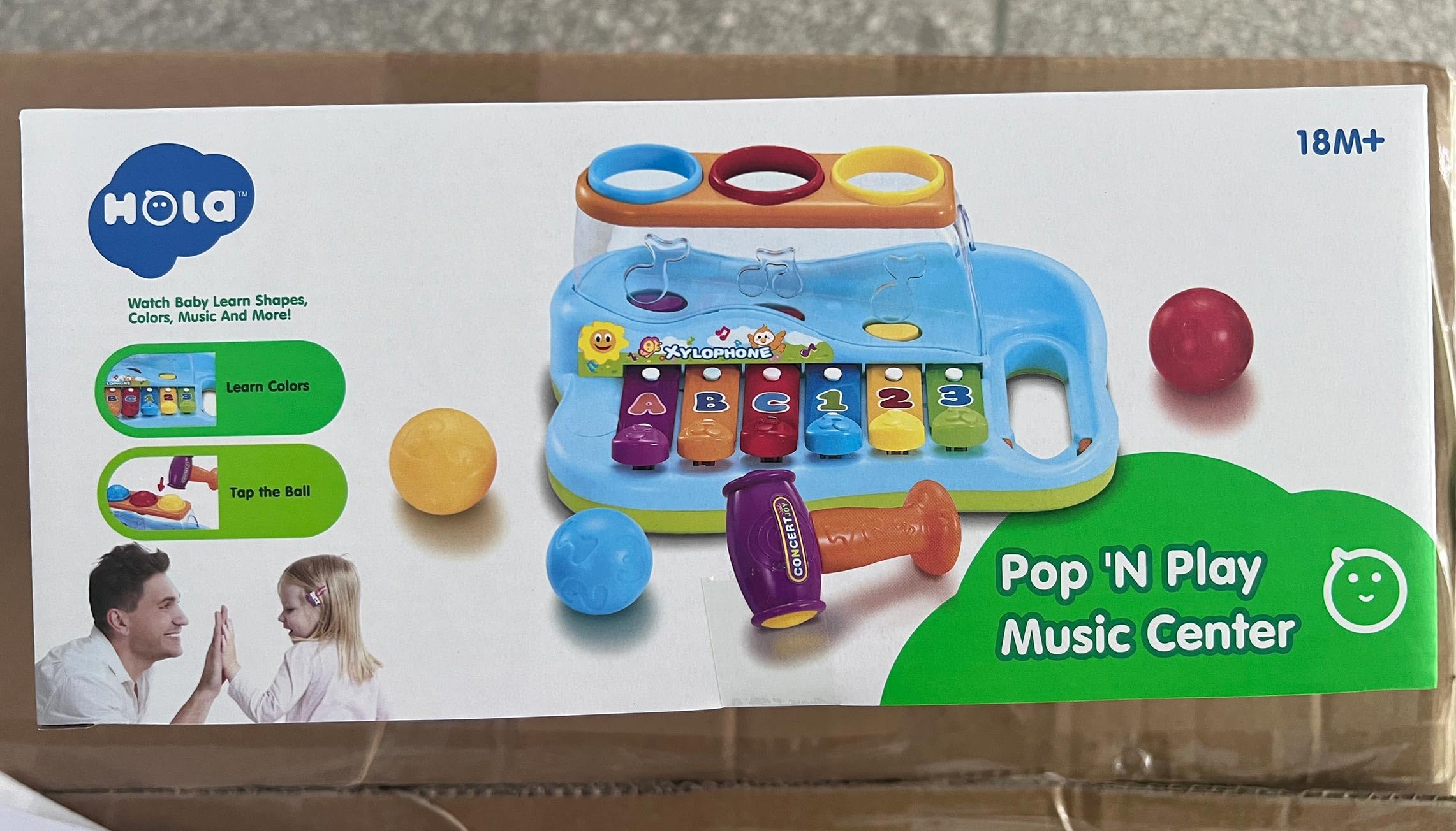 HOLA Pound & Tap Hammer Xylophone Toy for 1-3 Year Old Boys & Girls - Best Birthday Gift for 1 Year Old Baby | Early Learning Musical Instrument for Toddlers 12-18 Months | Perfect Easter Basket Stuffer & Educational Toy for Preschoolers (Playtime, Music Development, Sensory Learning)