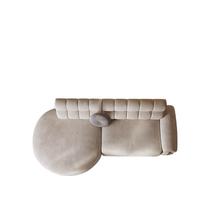 L-Shaped Sectional Sofa with Chaise Lounge, Channel Tufted Back, Soft White Polyester Blend Fabric, Seats 5, Round Arms & Hidden Support - Perfect for Living Room, Family Room or Home Theater